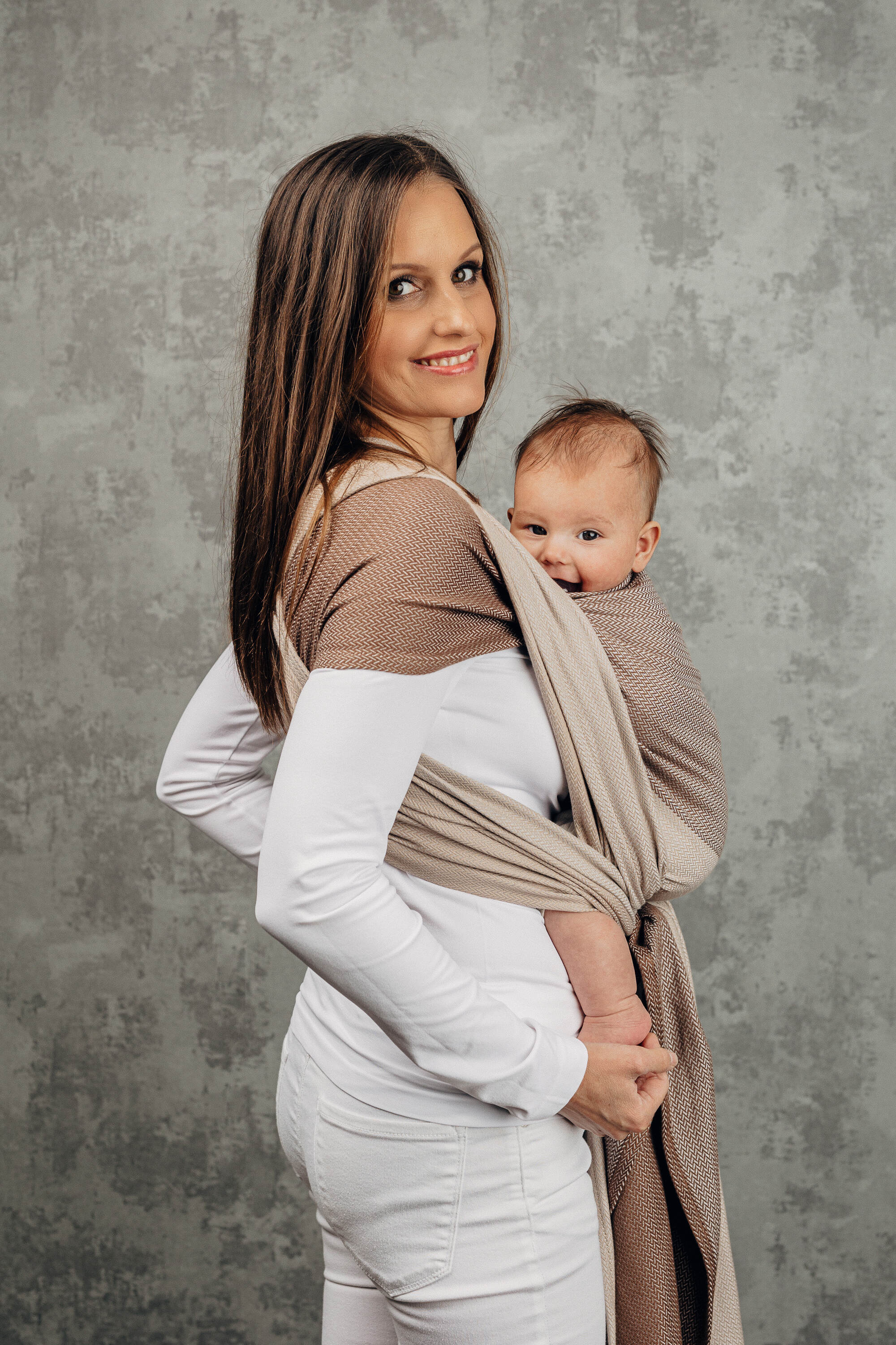  LennyLamb Baby Wrap, Little Herringbone Baby Caffe Latte