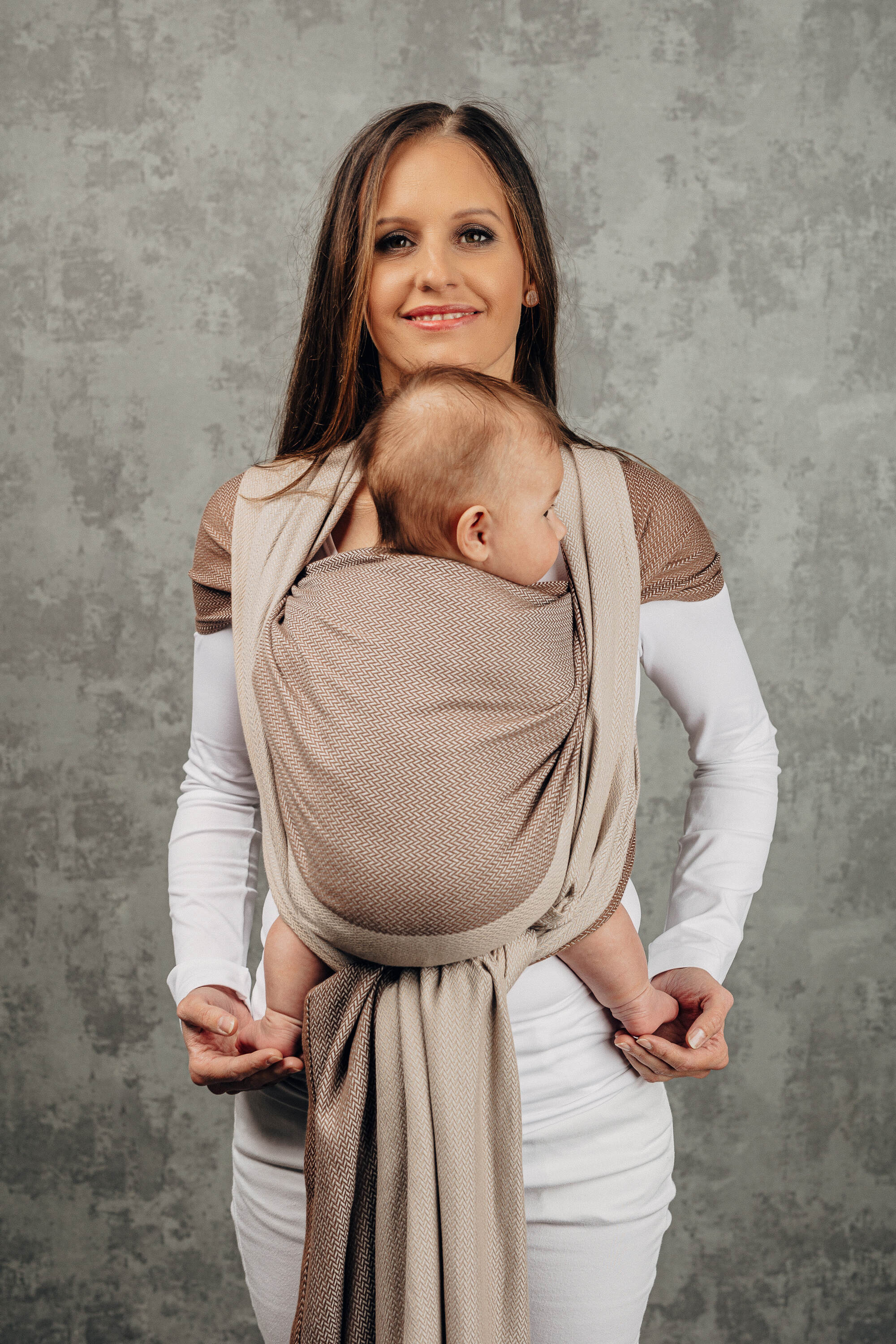  LennyLamb Baby Wrap, Little Herringbone Baby Caffe Latte