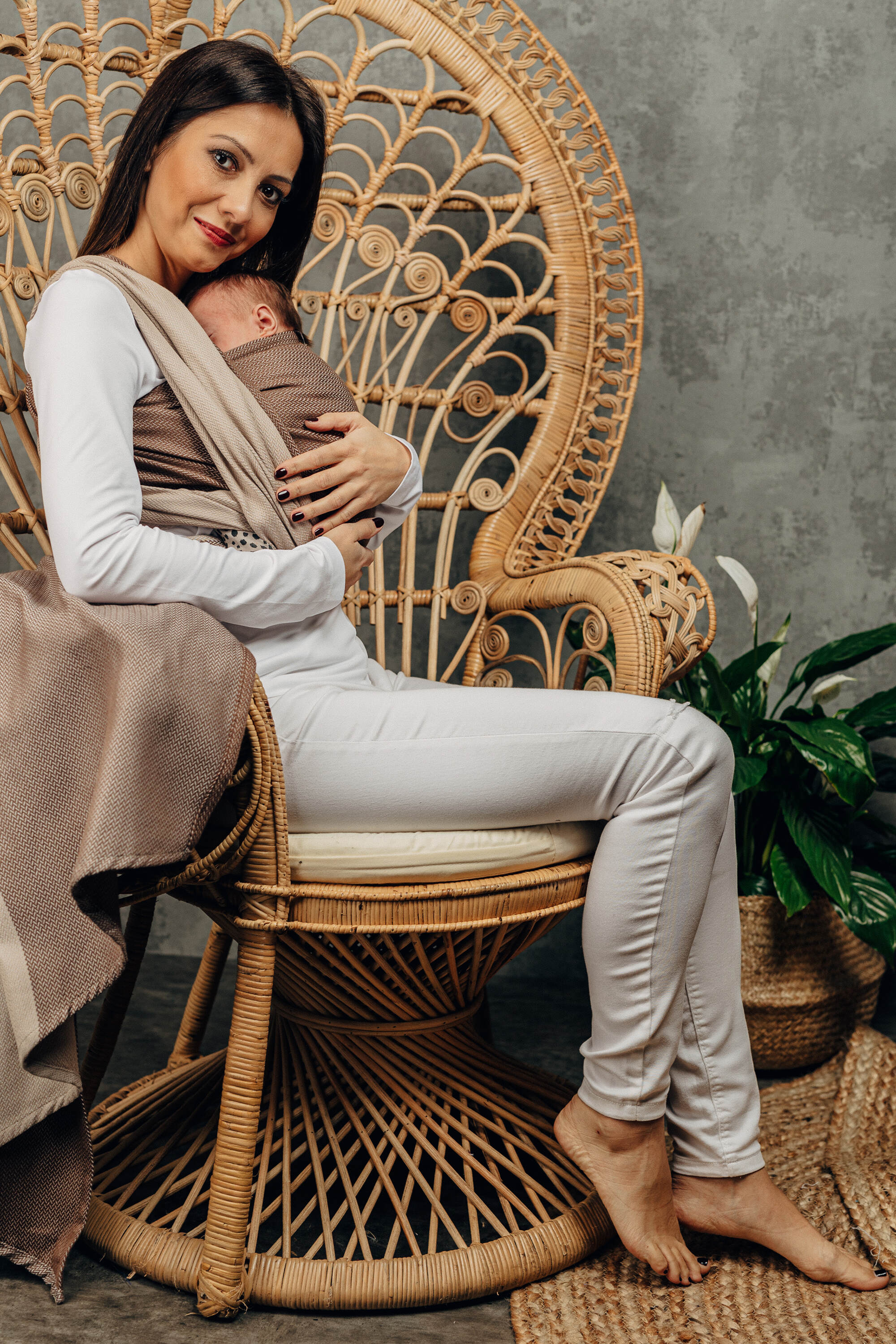  LennyLamb Baby Wrap, Little Herringbone Baby Caffe Latte