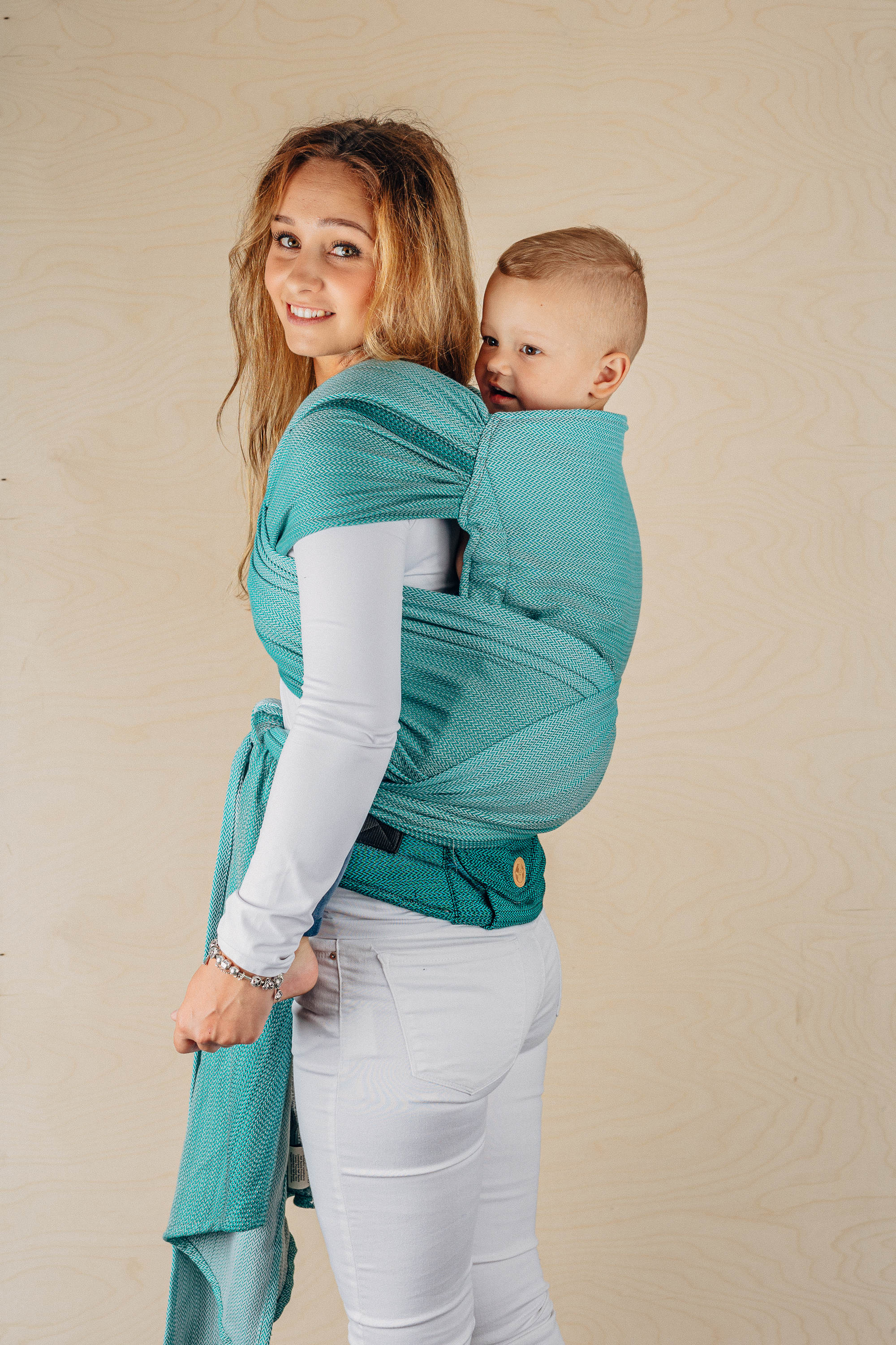 LennyHybrid kandekott, Little Herringbone Ombre Green