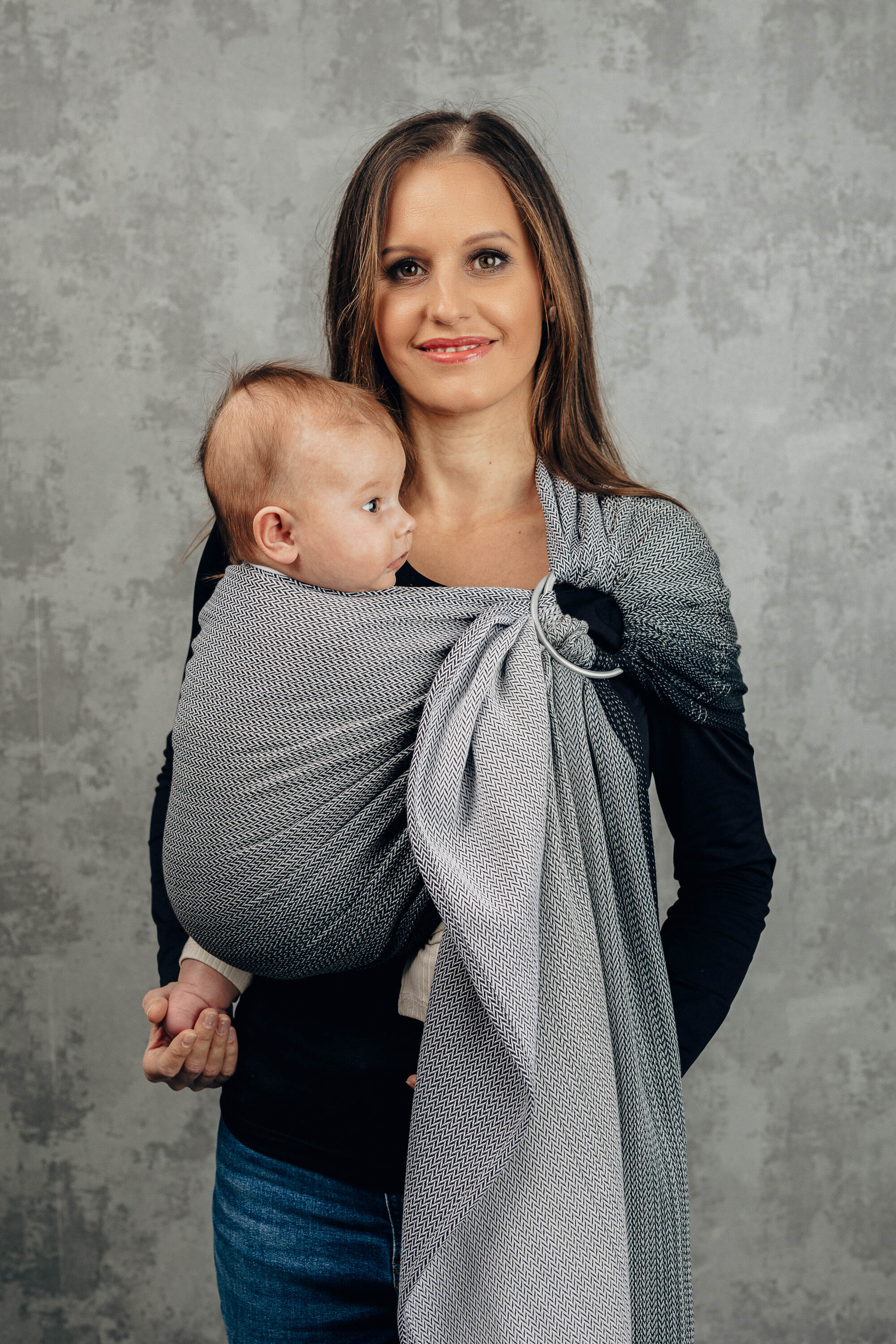 LennyLamb rõngaslina, Little Herringbone Ombre Grey