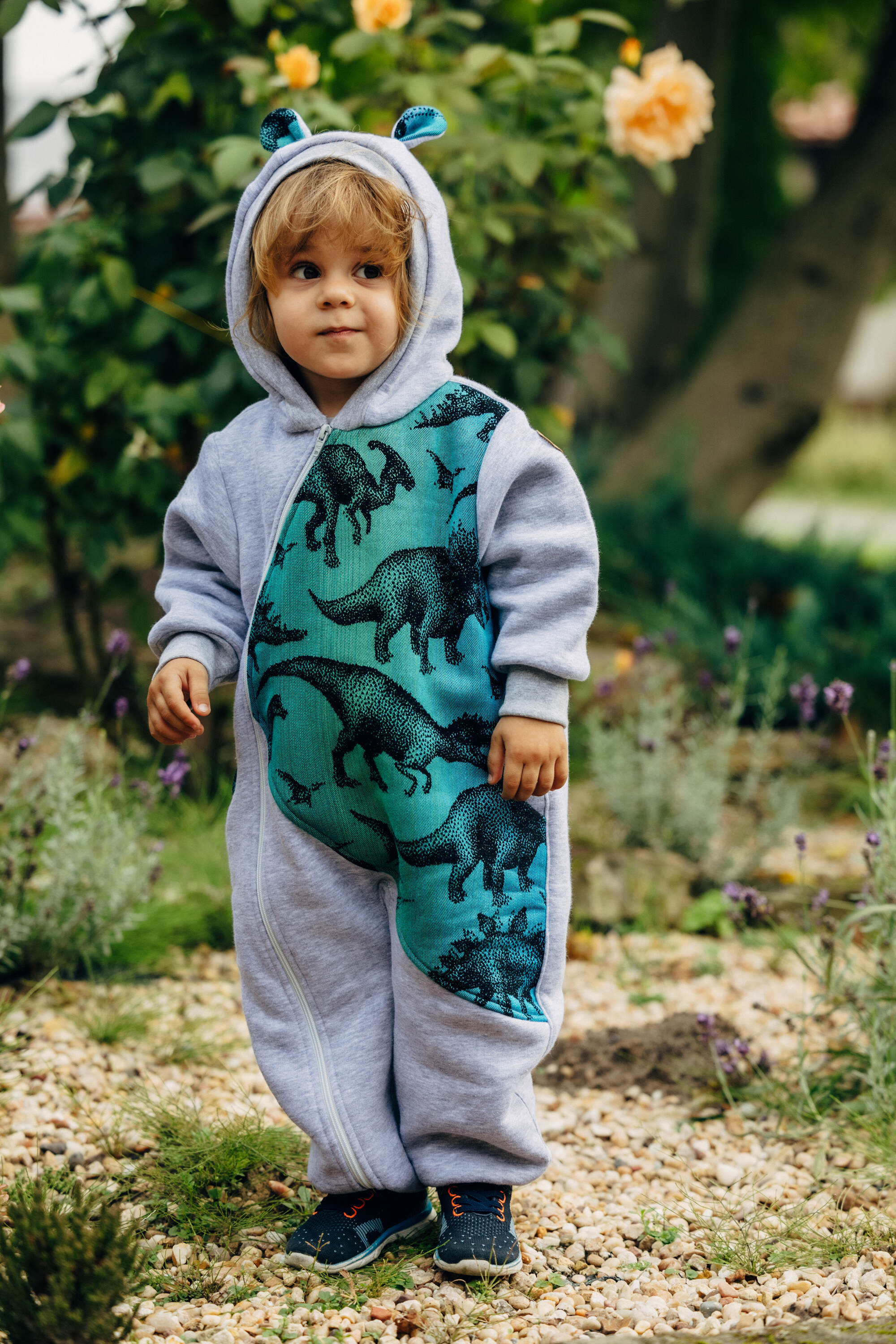 LennyLamb jumpsuit, Gray melange & Jurassic Park