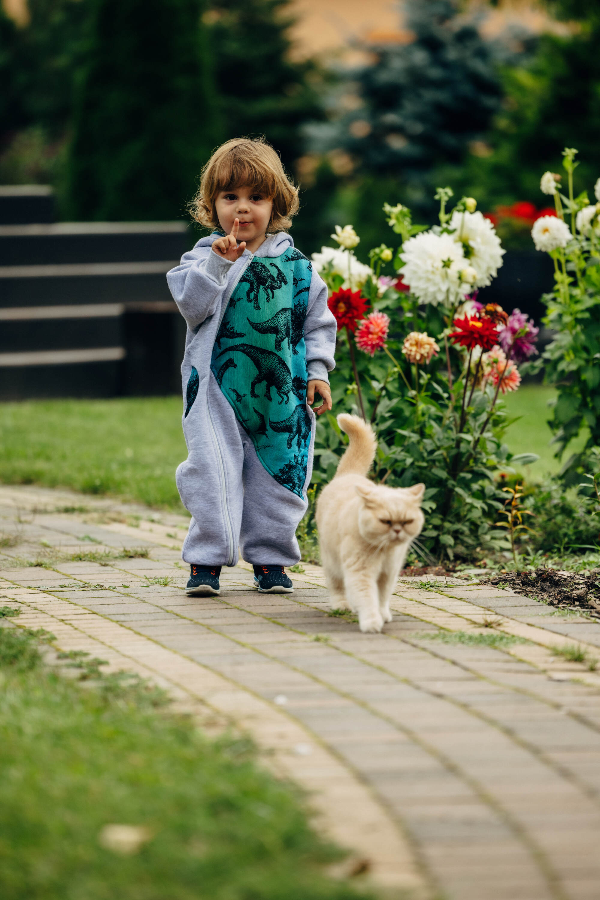 LennyLamb jumpsuit, Gray melange & Jurassic Park