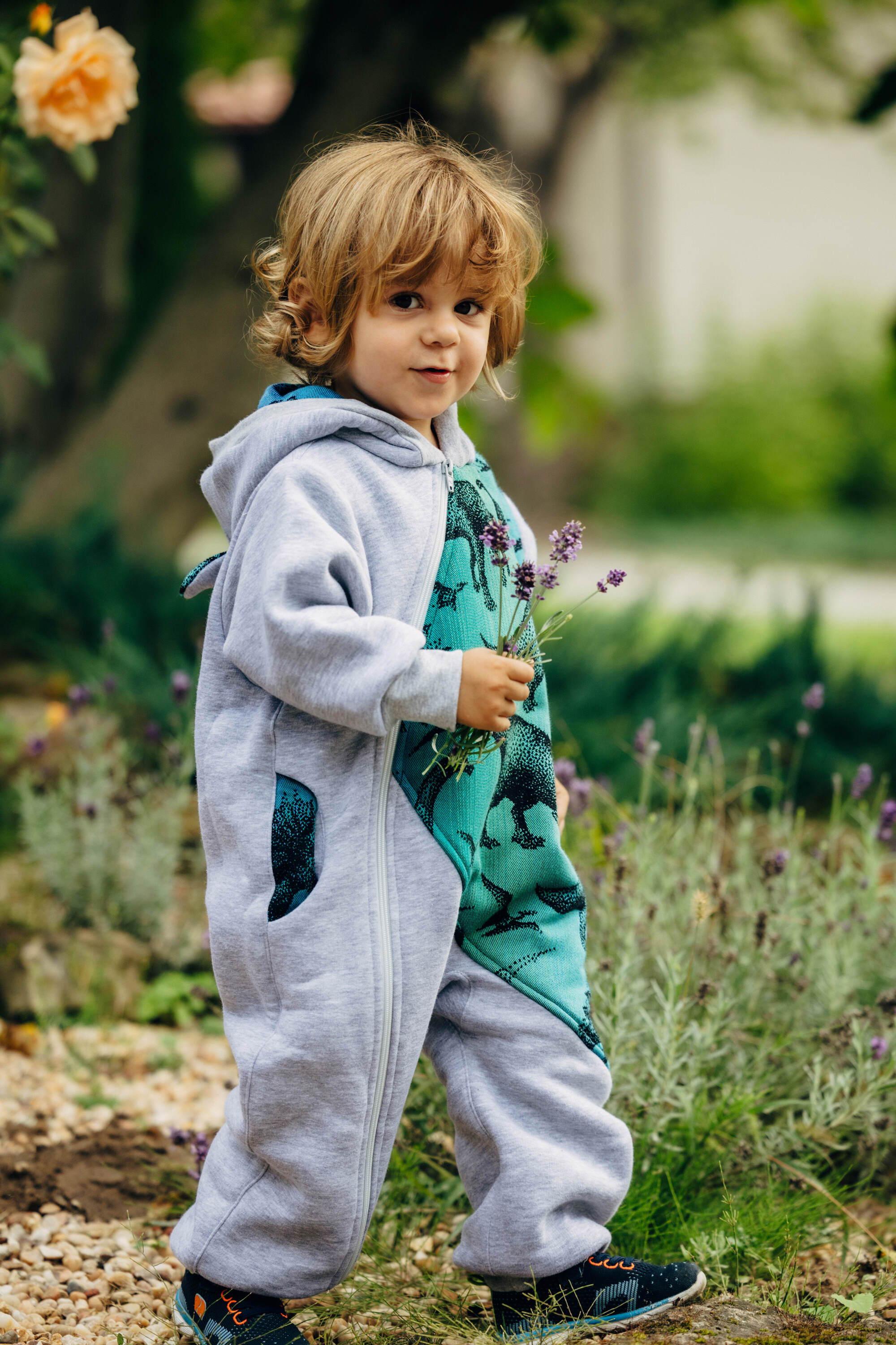 LennyLamb jumpsuit, Gray melange & Jurassic Park