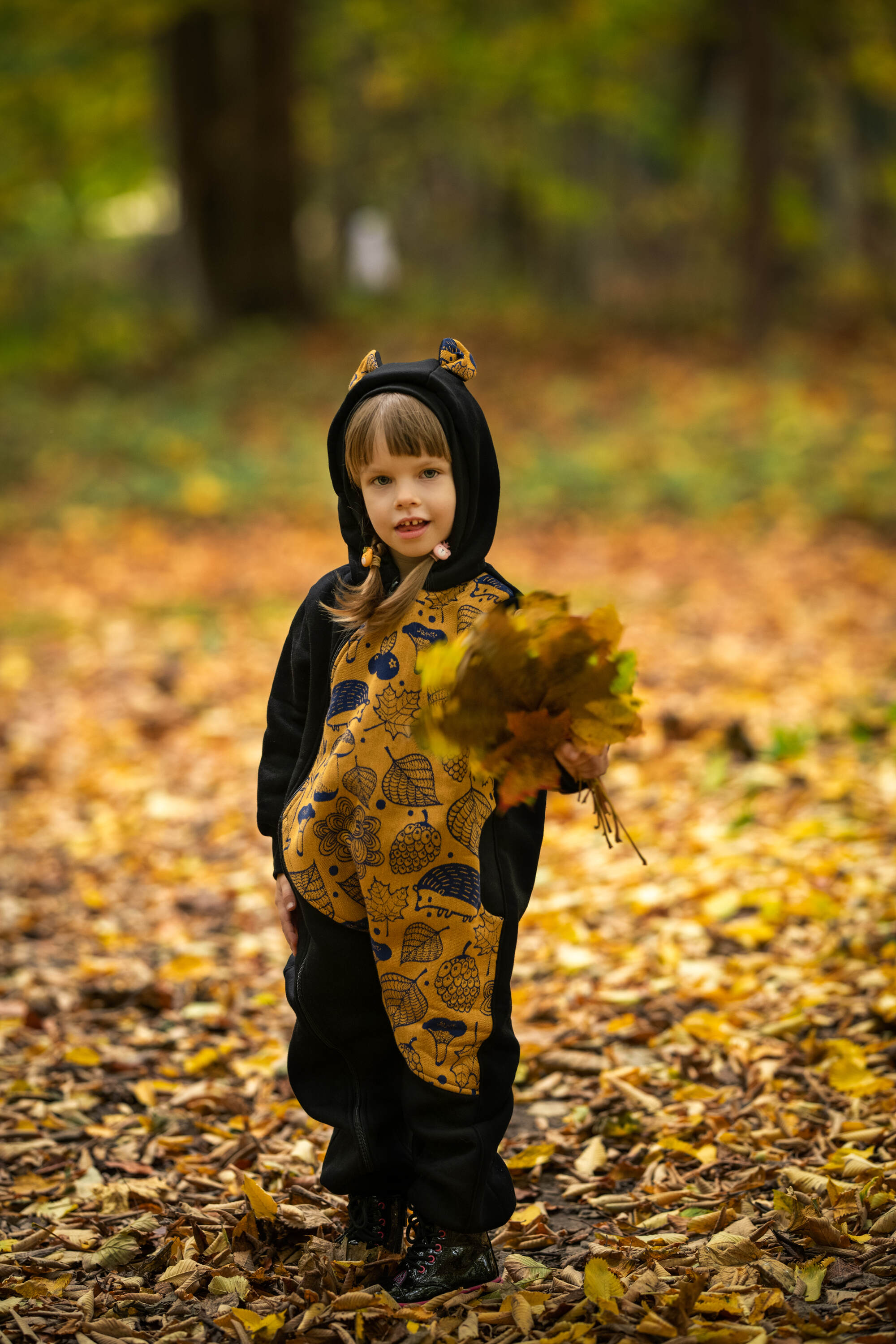 LennyLamb jumpsuit, Black & Under the Leaves - Golden Autumn