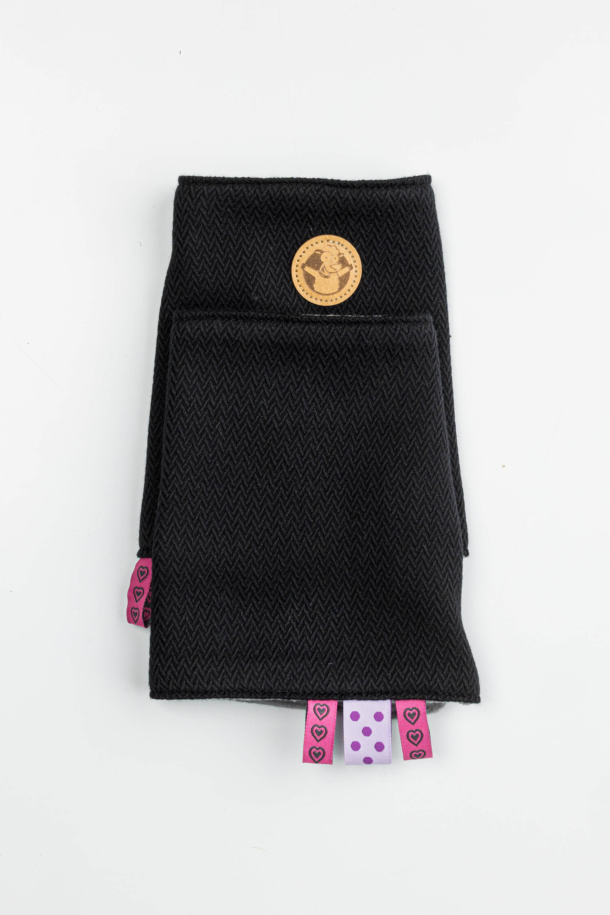 LennyLamb Drool Pads & Reach Straps Set LITTLE HERRINGBONE EBONY BLACK