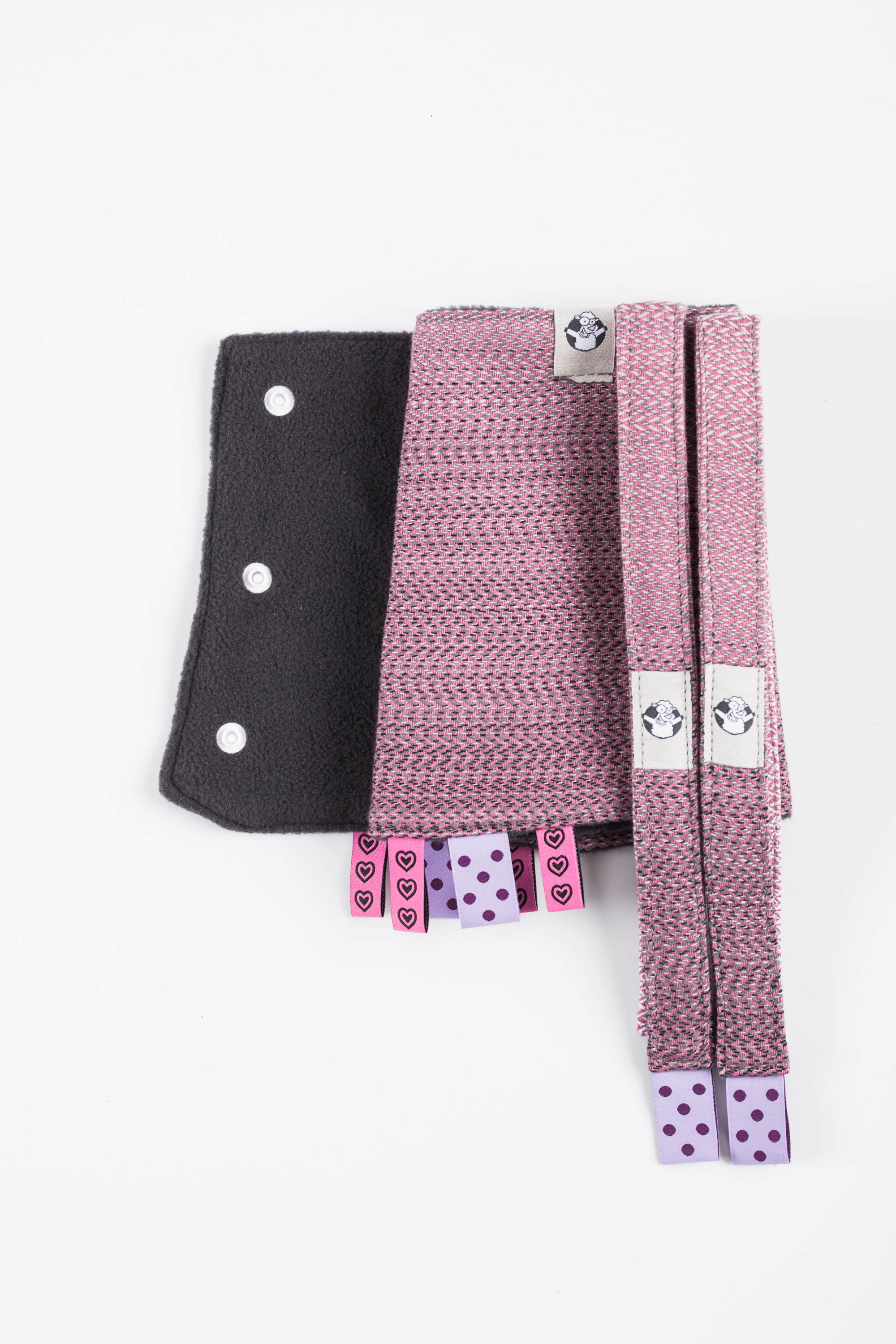 LennyLamb Drool Pads & Reach Straps Set LITTLE HERRINGBONE OMBRE PINK