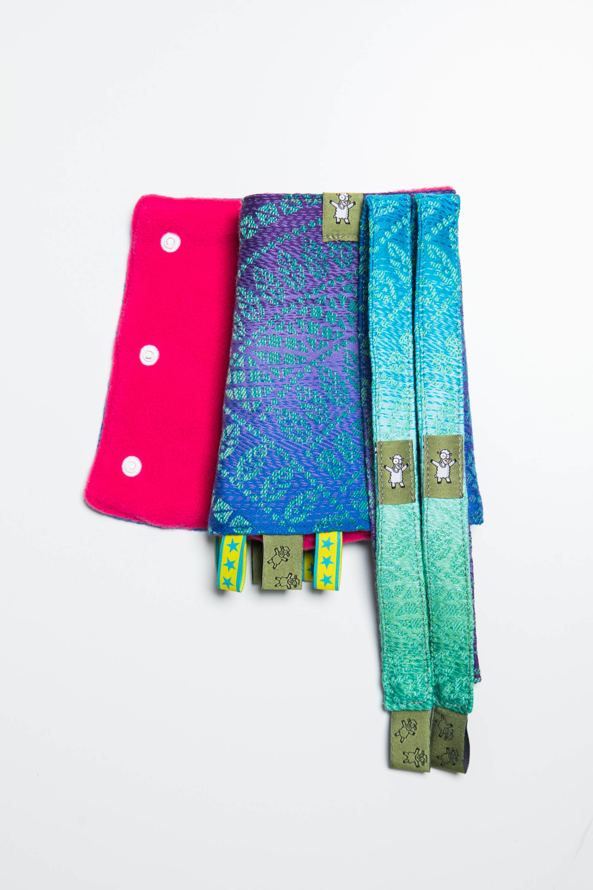 LennyLamb Drool Pads & Reach Straps Set PEACOCK’S TAIL - FANTASY