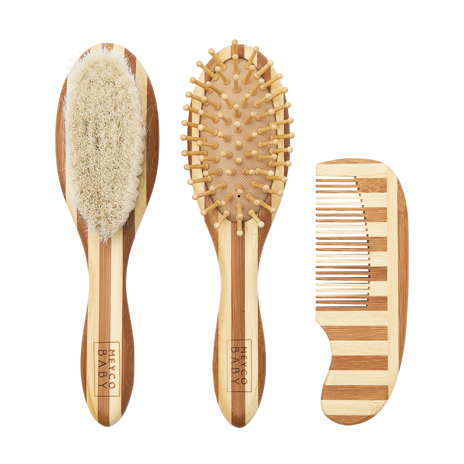 Bambusest juukseharjade ja kammi komplekt