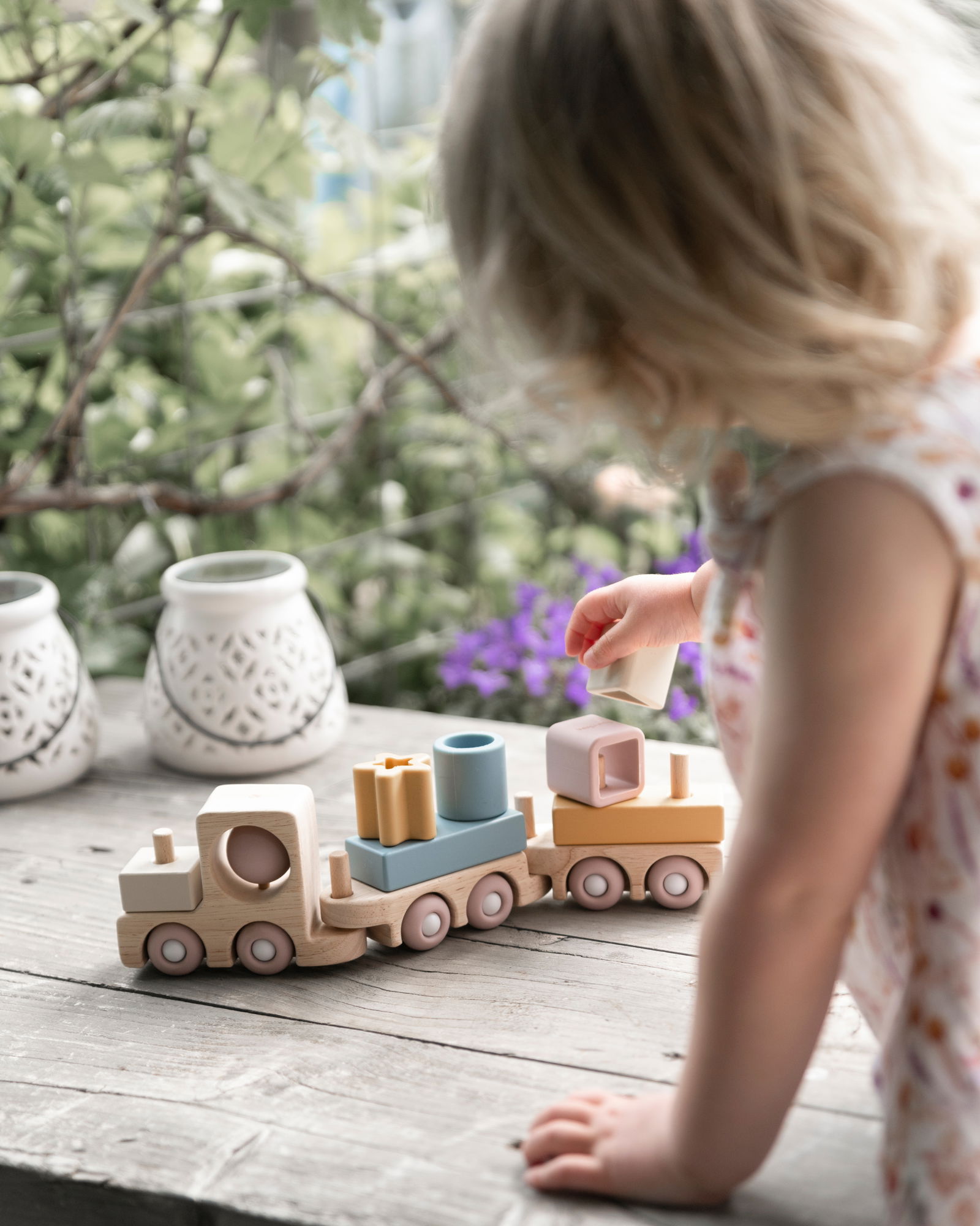 Wooden train set opal