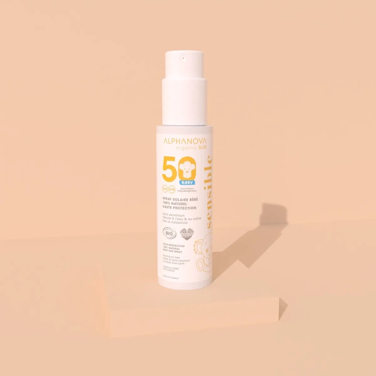 ALPHANOVA 100% looduslik mineraalfiltritega beebi päikesekaitsesprei SPF50, 100gr