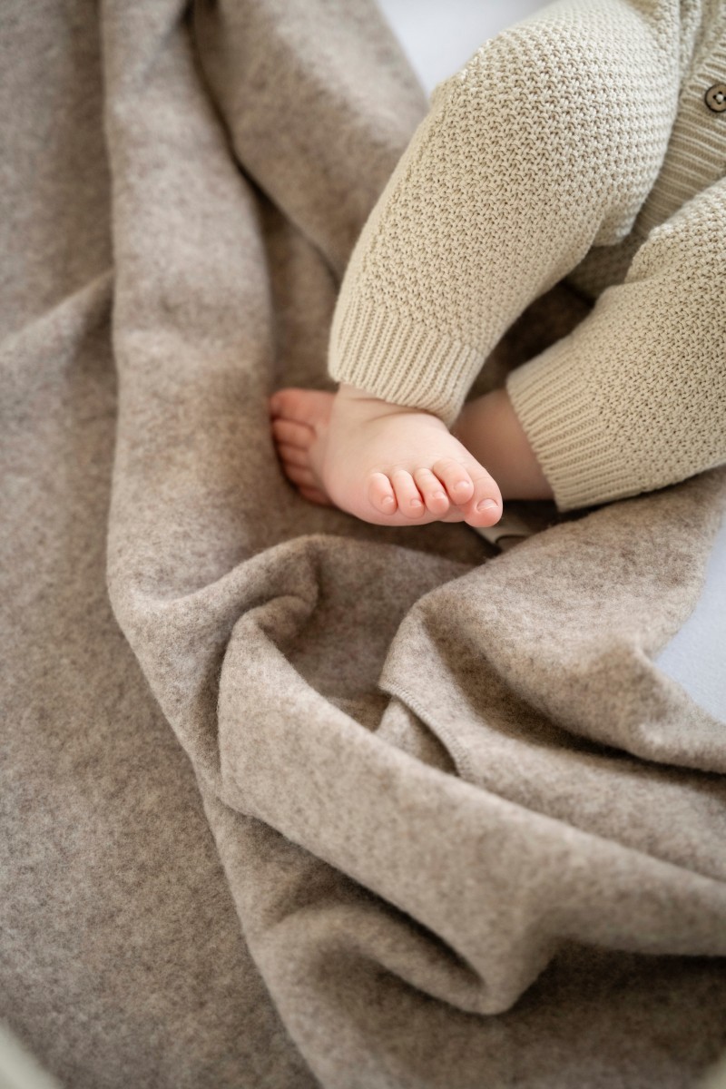 Newborn blanket Merino Brushed  Meadow Sand 