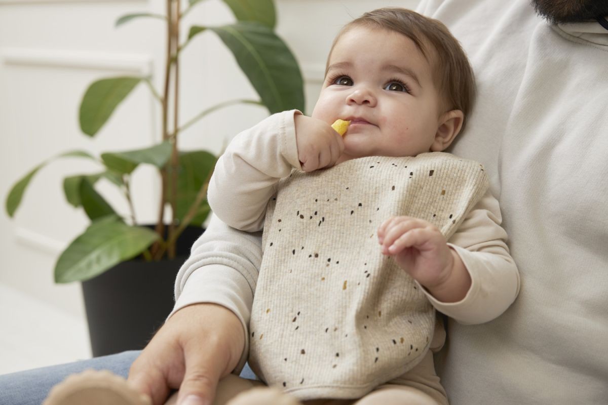 BIB WITH PRESS STUD 2-PACK RIB MINI SPOT - SAND MELANGE