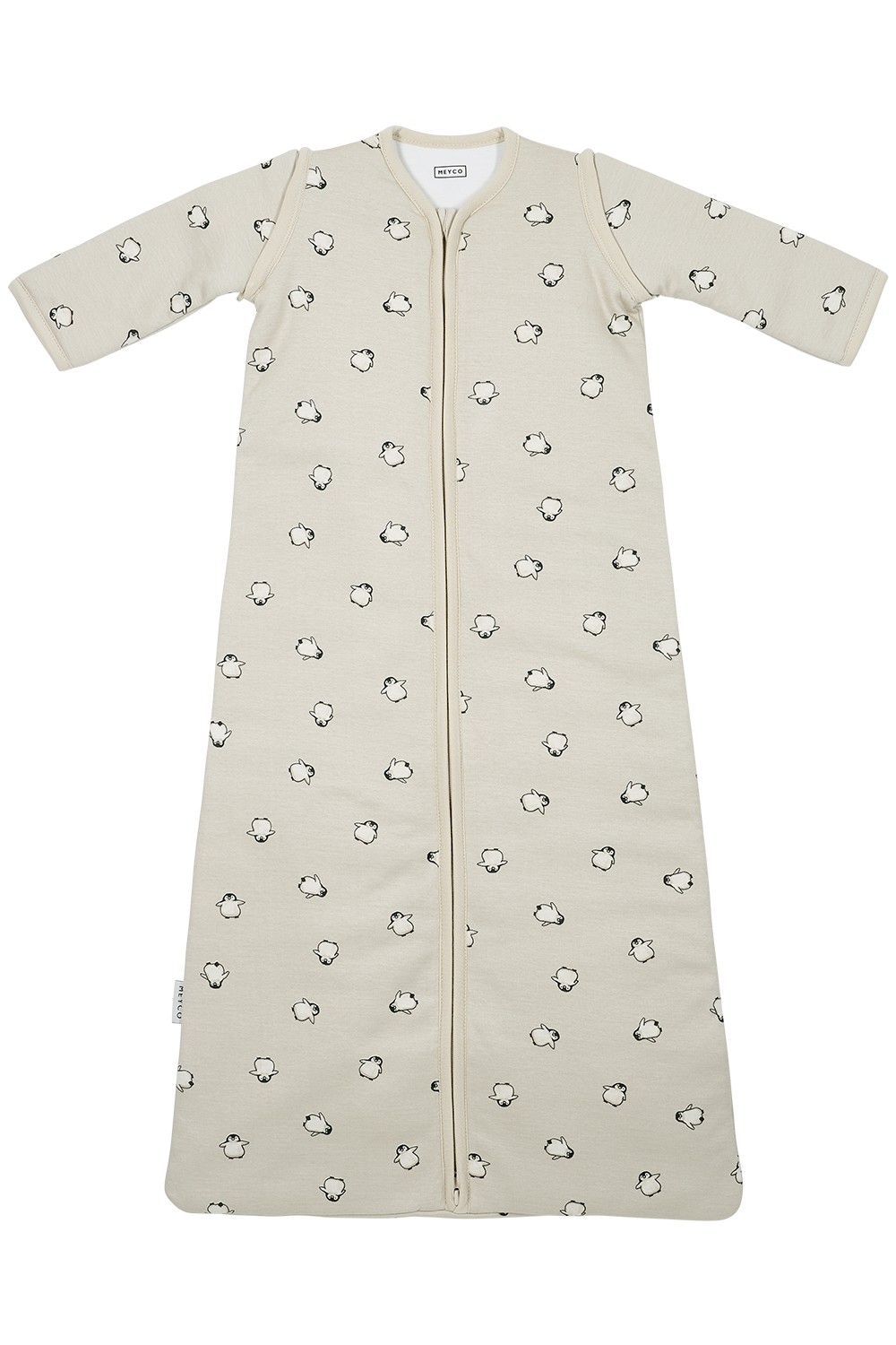 BABY SLEEPING BAG WITH DETACHABLE SLEEVES PENGUIN - SOFT SAND