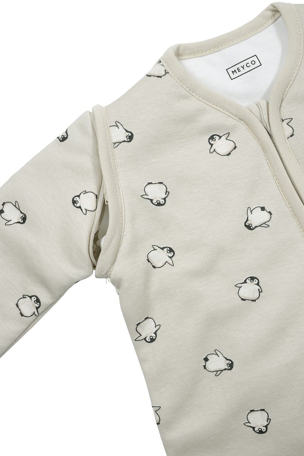 BABY SLEEPING BAG WITH DETACHABLE SLEEVES PENGUIN - SOFT SAND