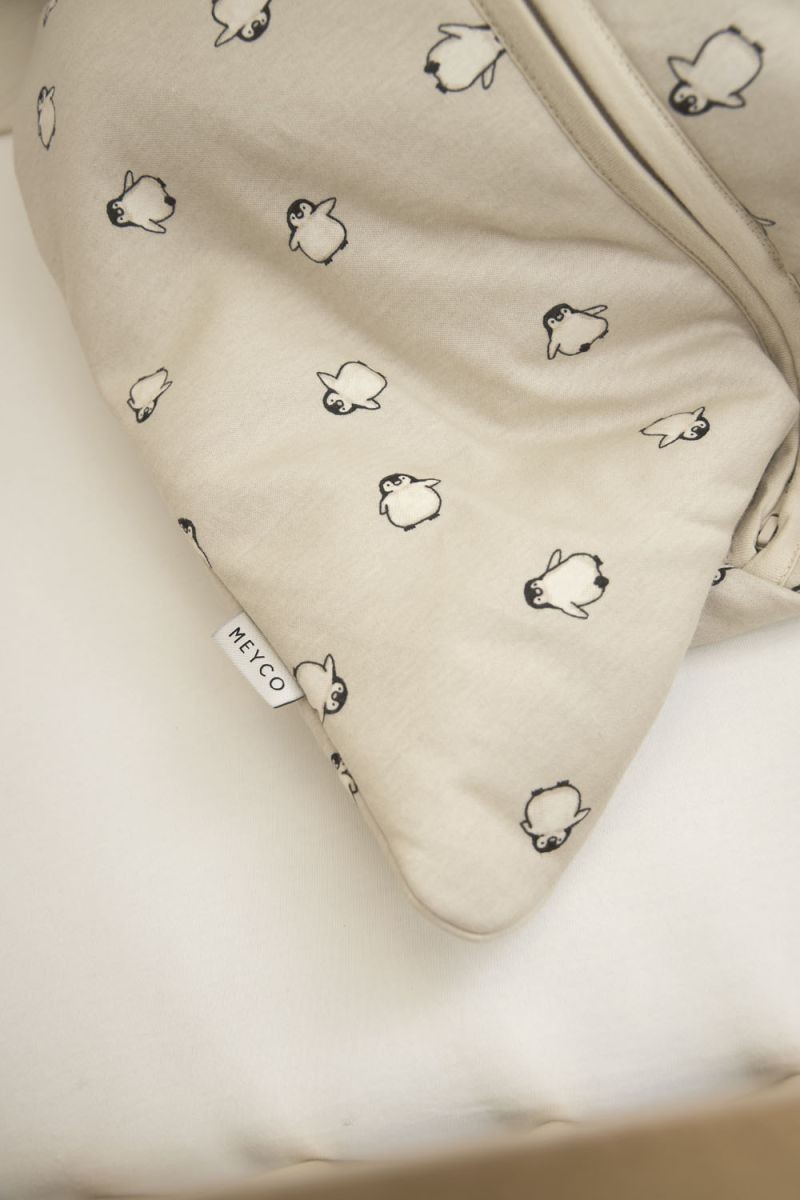 BABY SLEEPING BAG WITH DETACHABLE SLEEVES PENGUIN - SOFT SAND