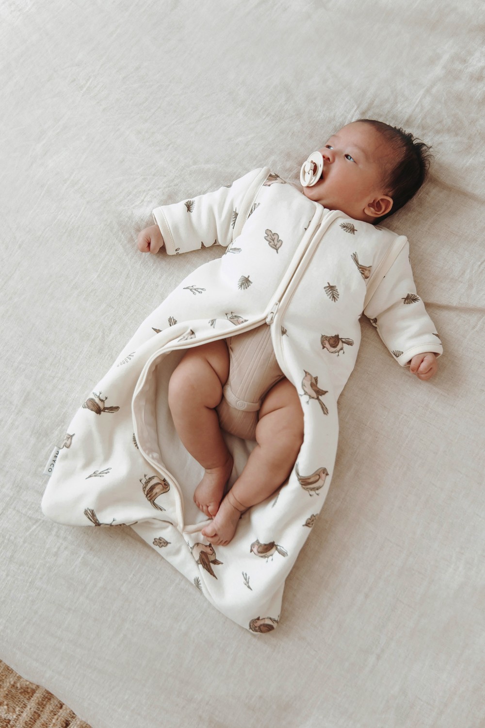 BABY SLEEPING BAG WITH DETACHABLE SLEEVES ROBIN - MULTICOLOUR
