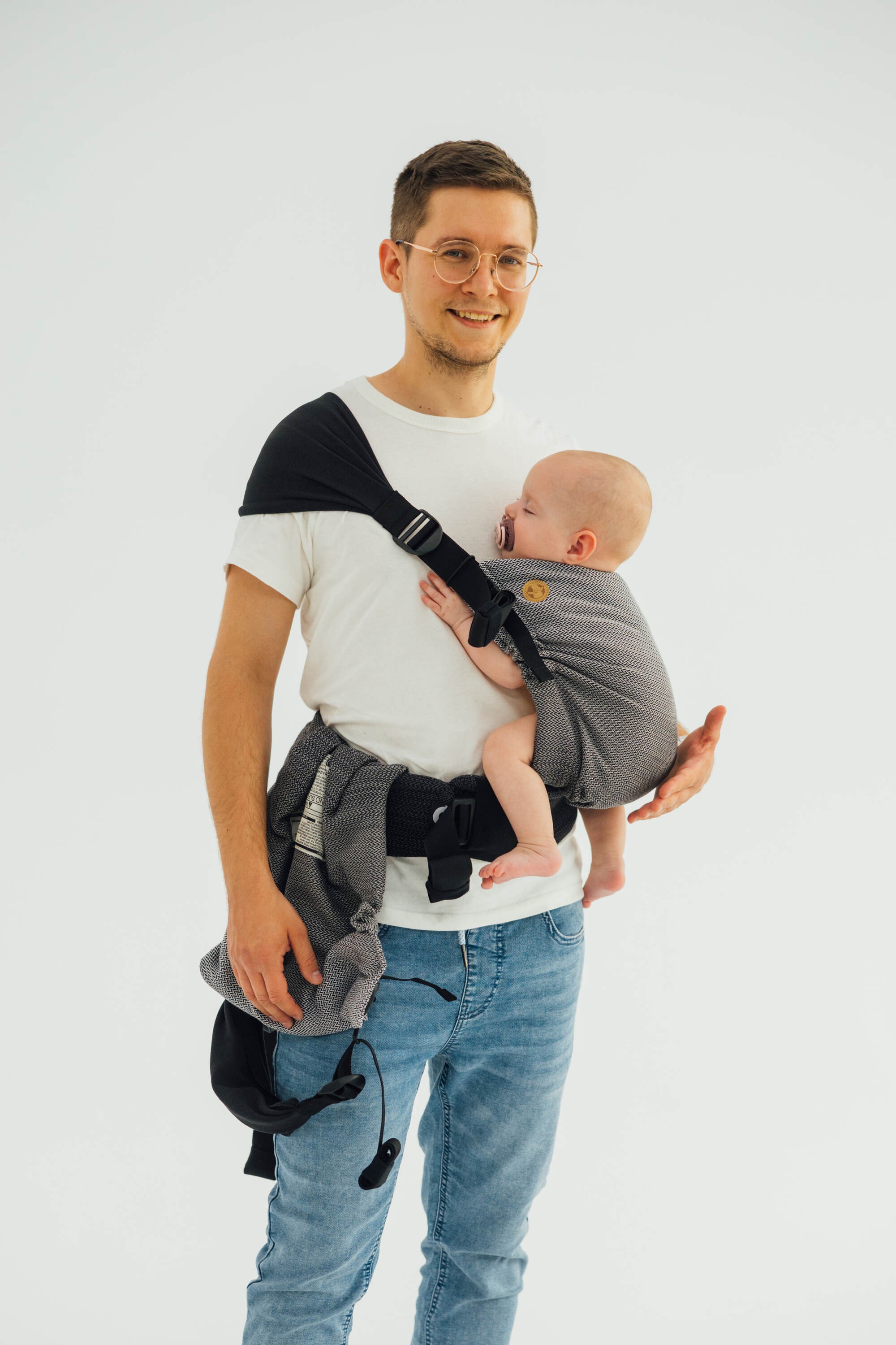 LennyTwin carrier, LITTLE HERRINGBONE OMBRE GREY