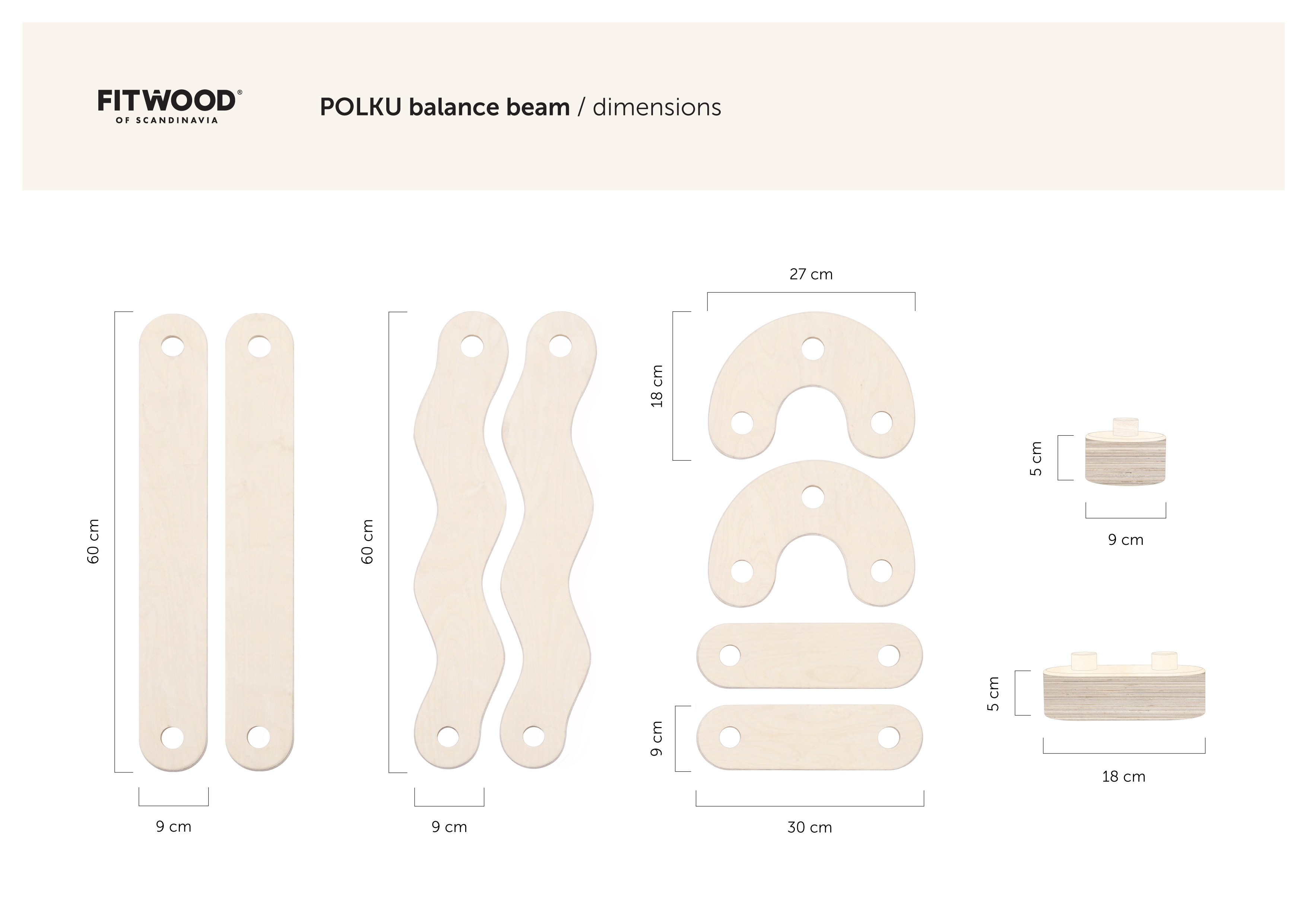 FitWood balance beam POLKU L
