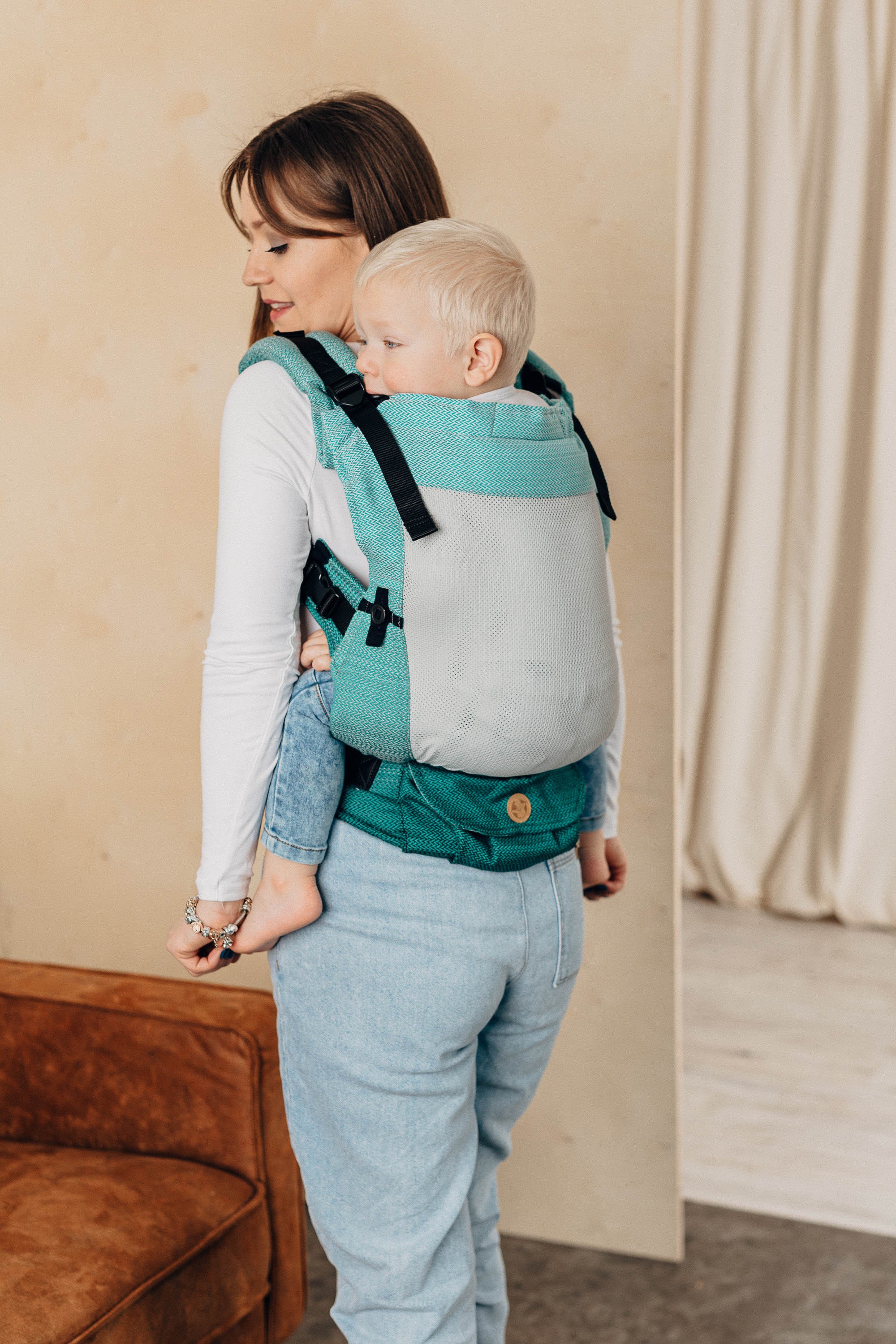 LennyUpGrade suvine kandekott, Little Herringbone Ombre Green