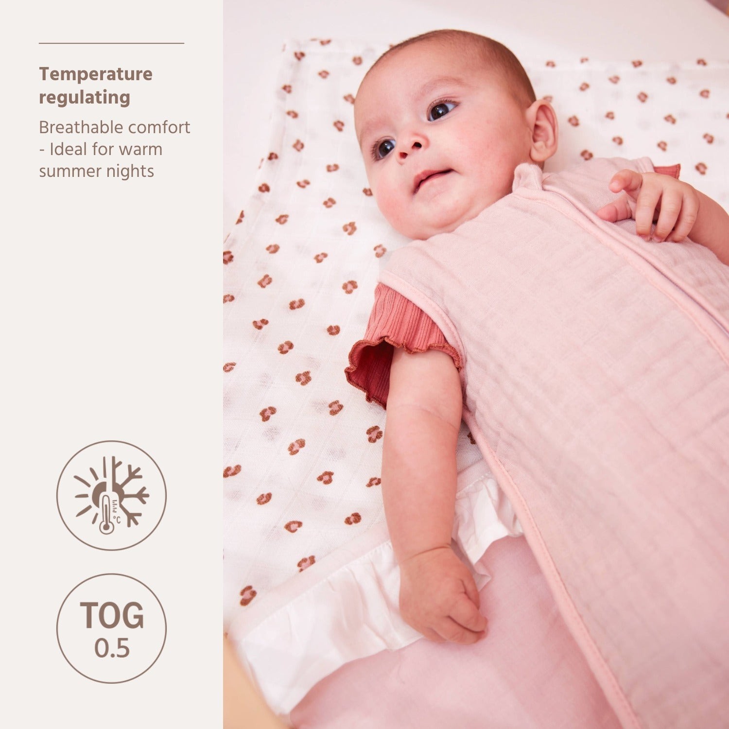 MUSLIINIST MAGAMISKOTT 0.5 TOG - SOFT PINK