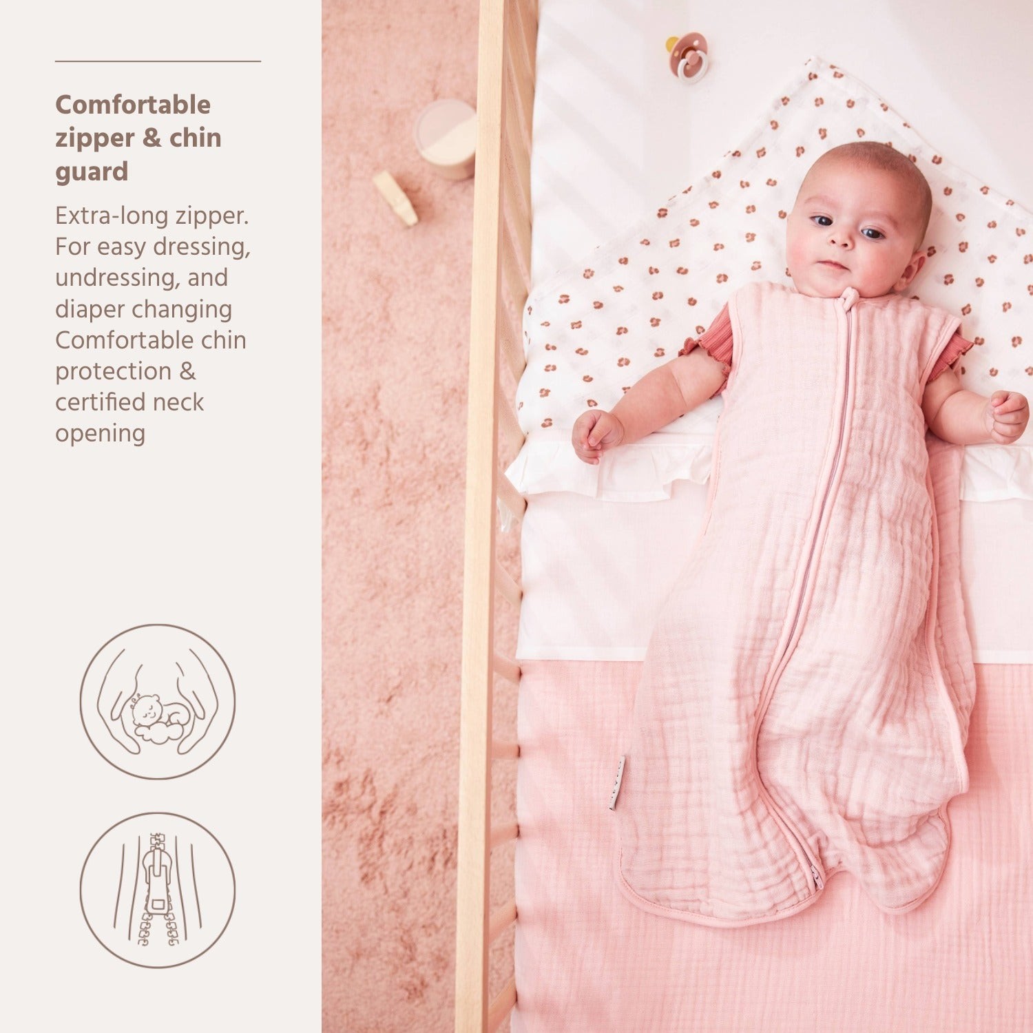 MUSLIINIST MAGAMISKOTT 0.5 TOG - SOFT PINK