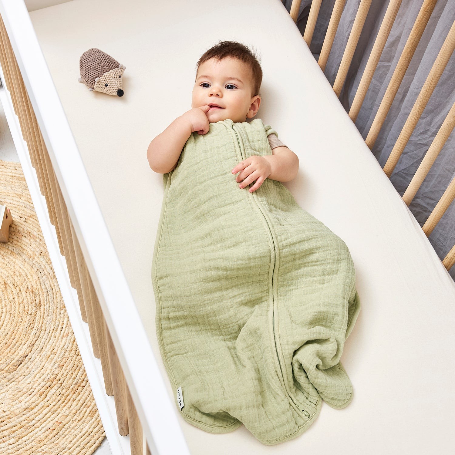 MUSLIINIST MAGAMISKOTT 0.5 TOG - SOFT OLIVE