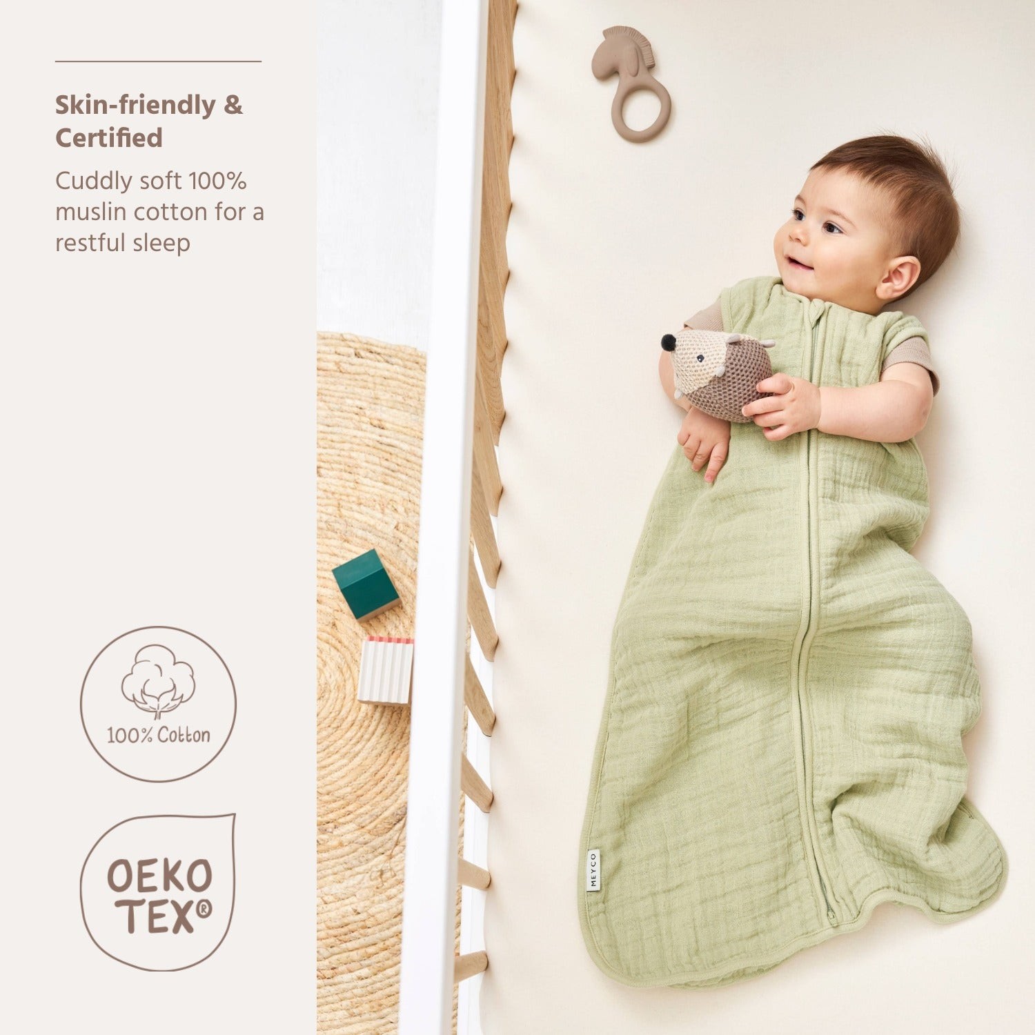 MUSLIINIST MAGAMISKOTT 0.5 TOG - SOFT OLIVE