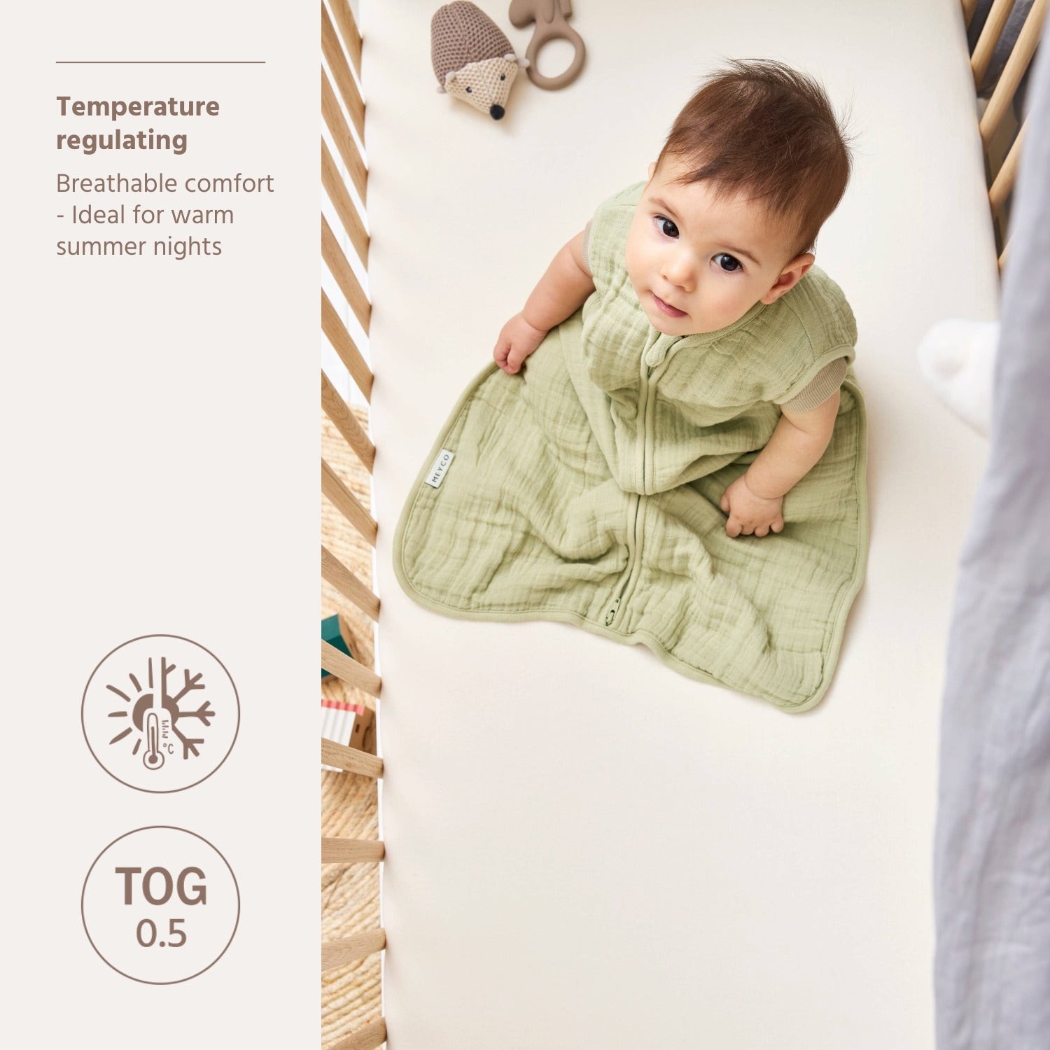 MUSLIINIST MAGAMISKOTT 0.5 TOG - SOFT OLIVE