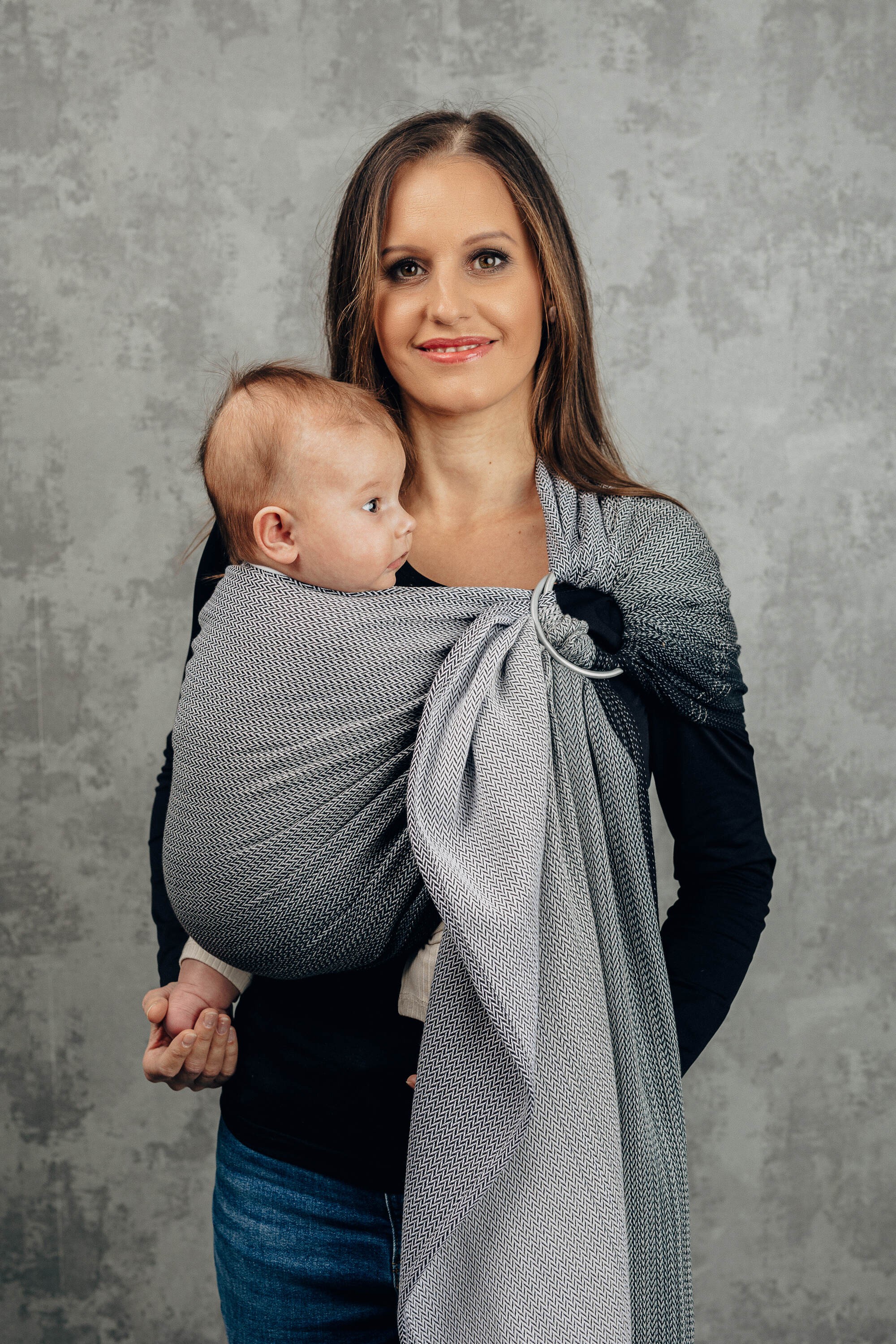 LennyLamb Ring Sling Little Herringbone Ombre Grey