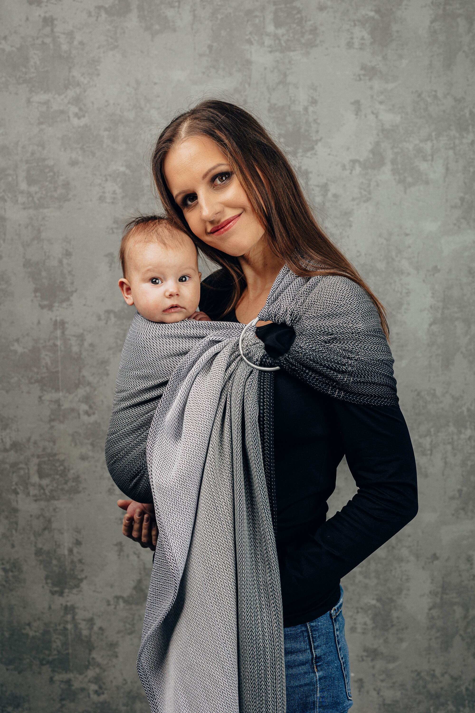 LennyLamb Ring Sling Little Herringbone Ombre Grey