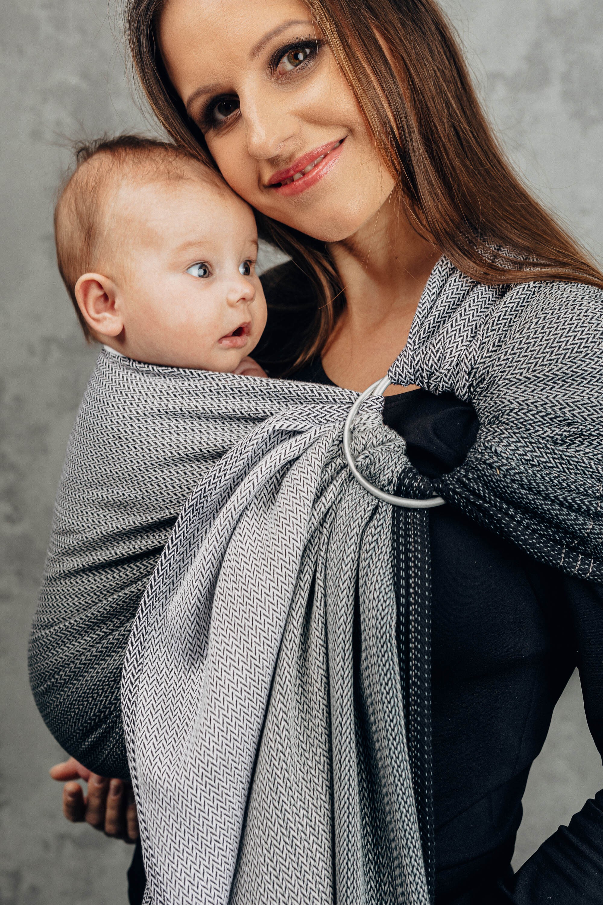 LennyLamb Ring Sling Little Herringbone Ombre Grey