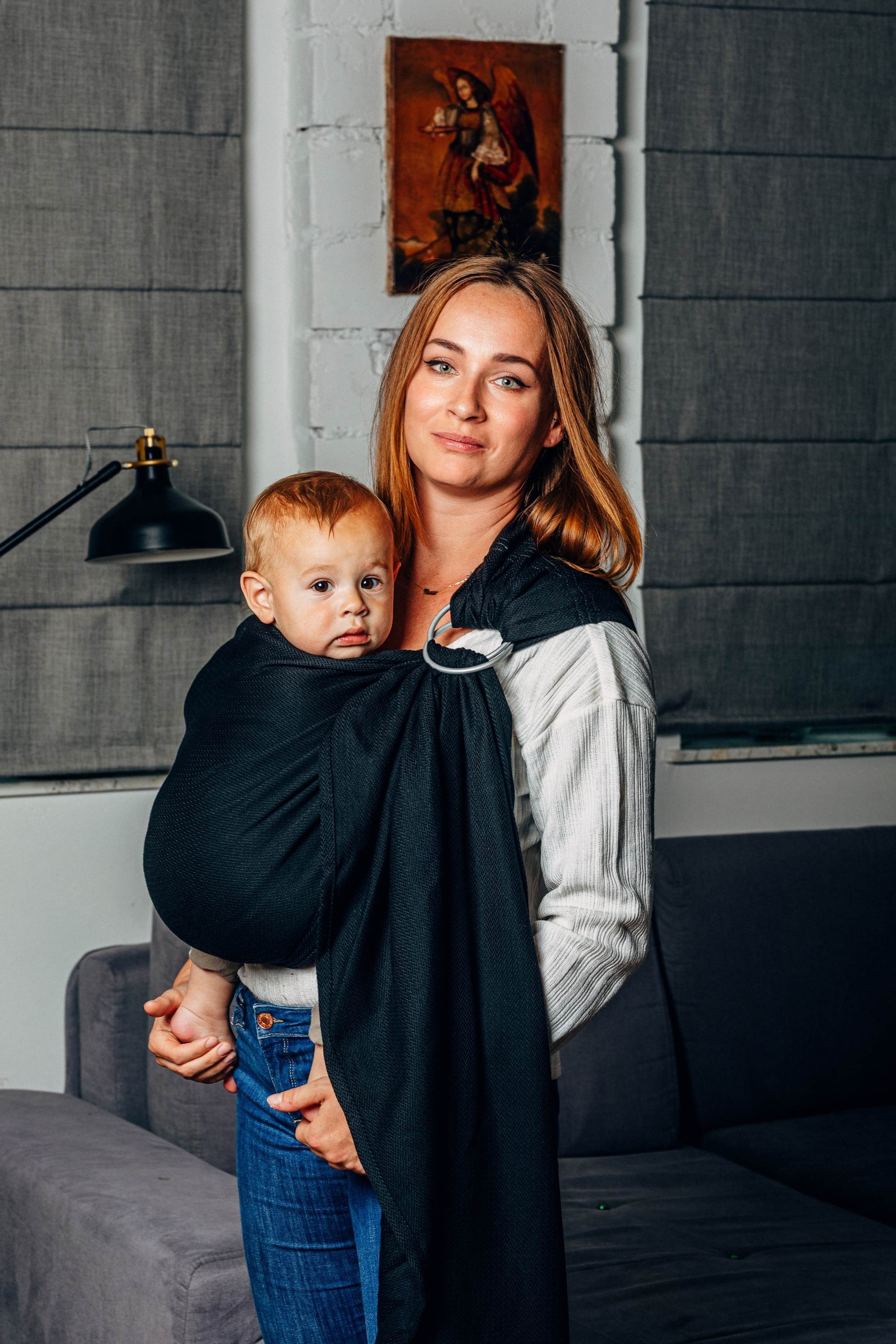 LennyLamb Ring Sling Little Herringbone Ebony Black