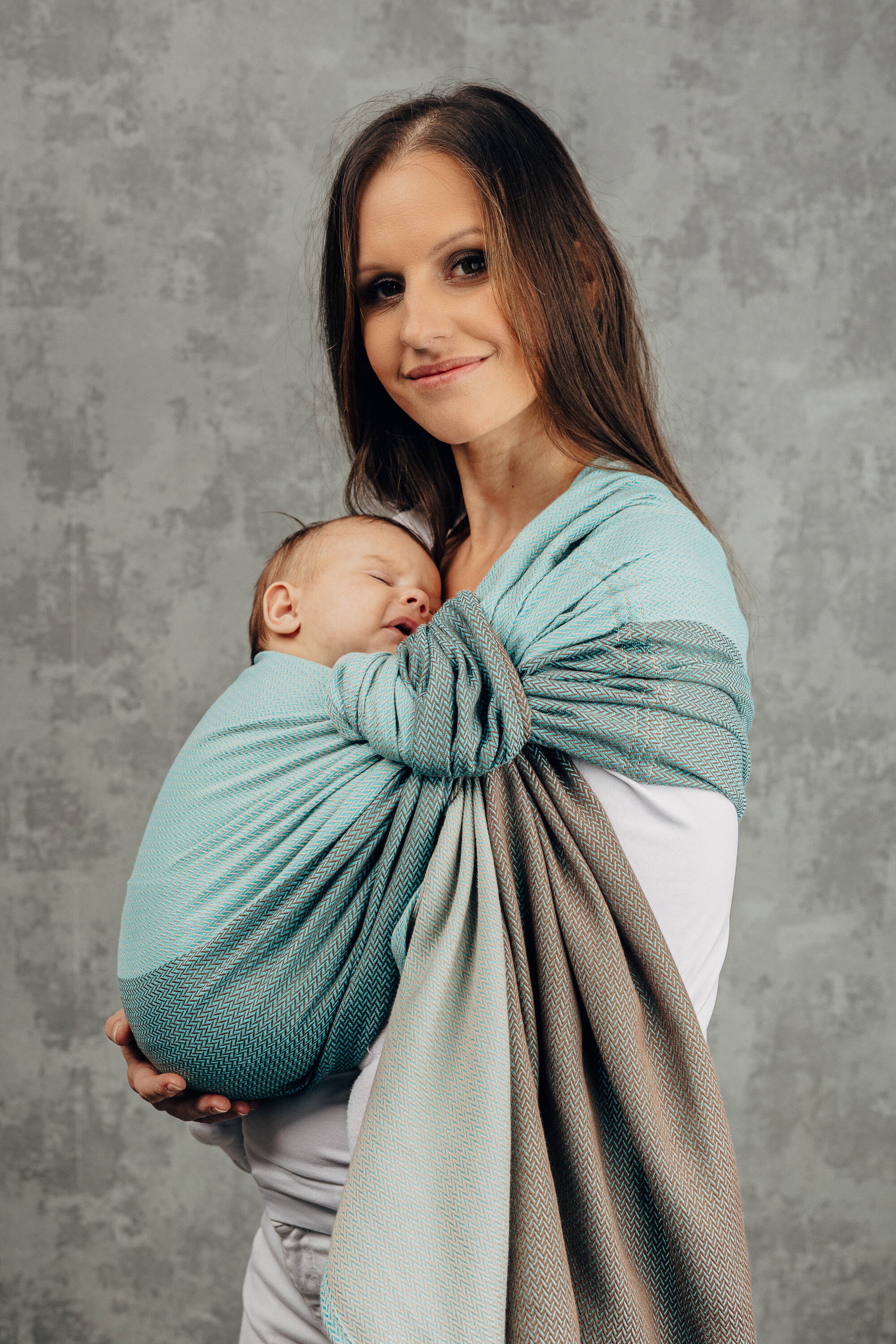 LennyLamb Ring Sling Little Herringbone Baby Mint