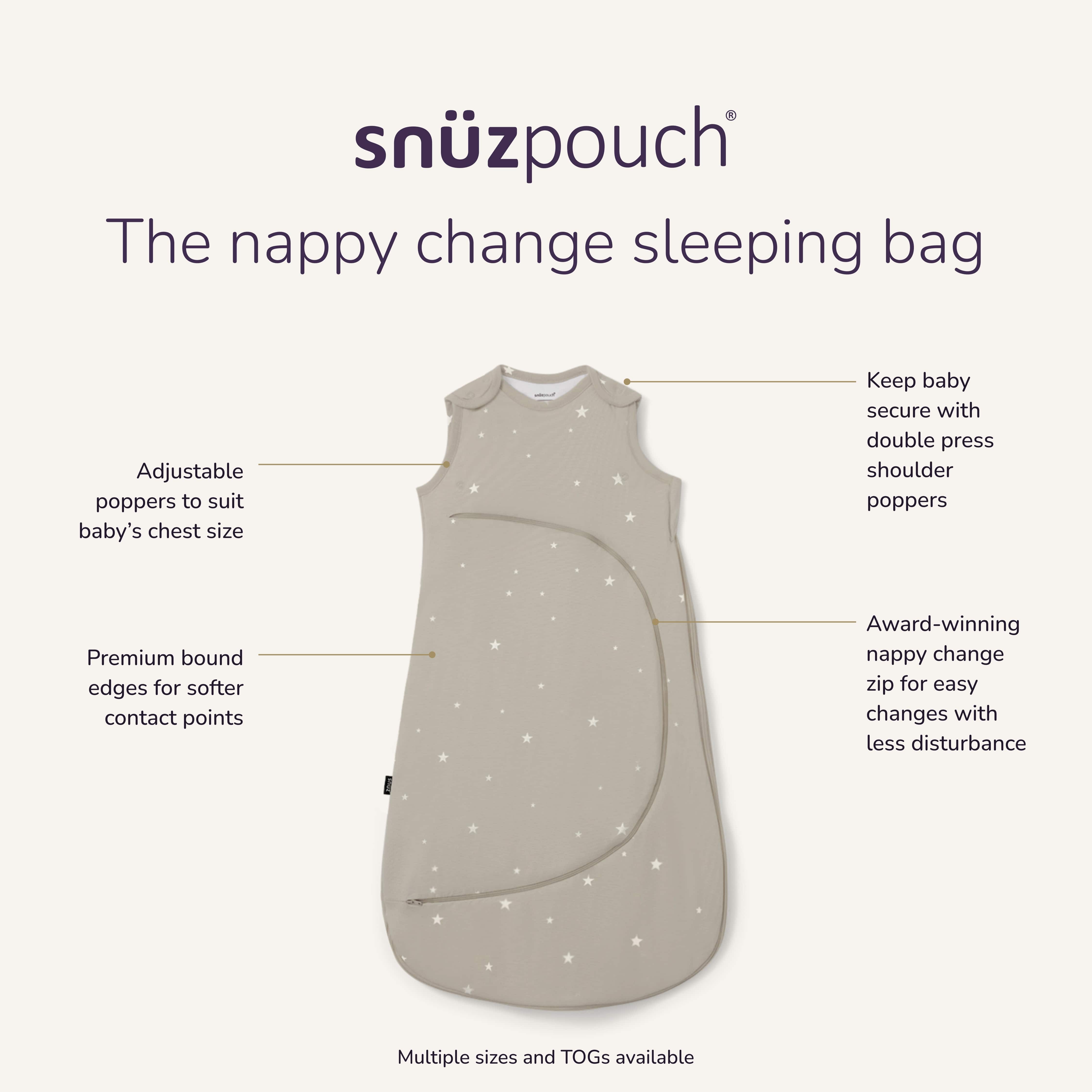 SnuzPouch Sleeping Bag 1.0 TOG – Grey Star