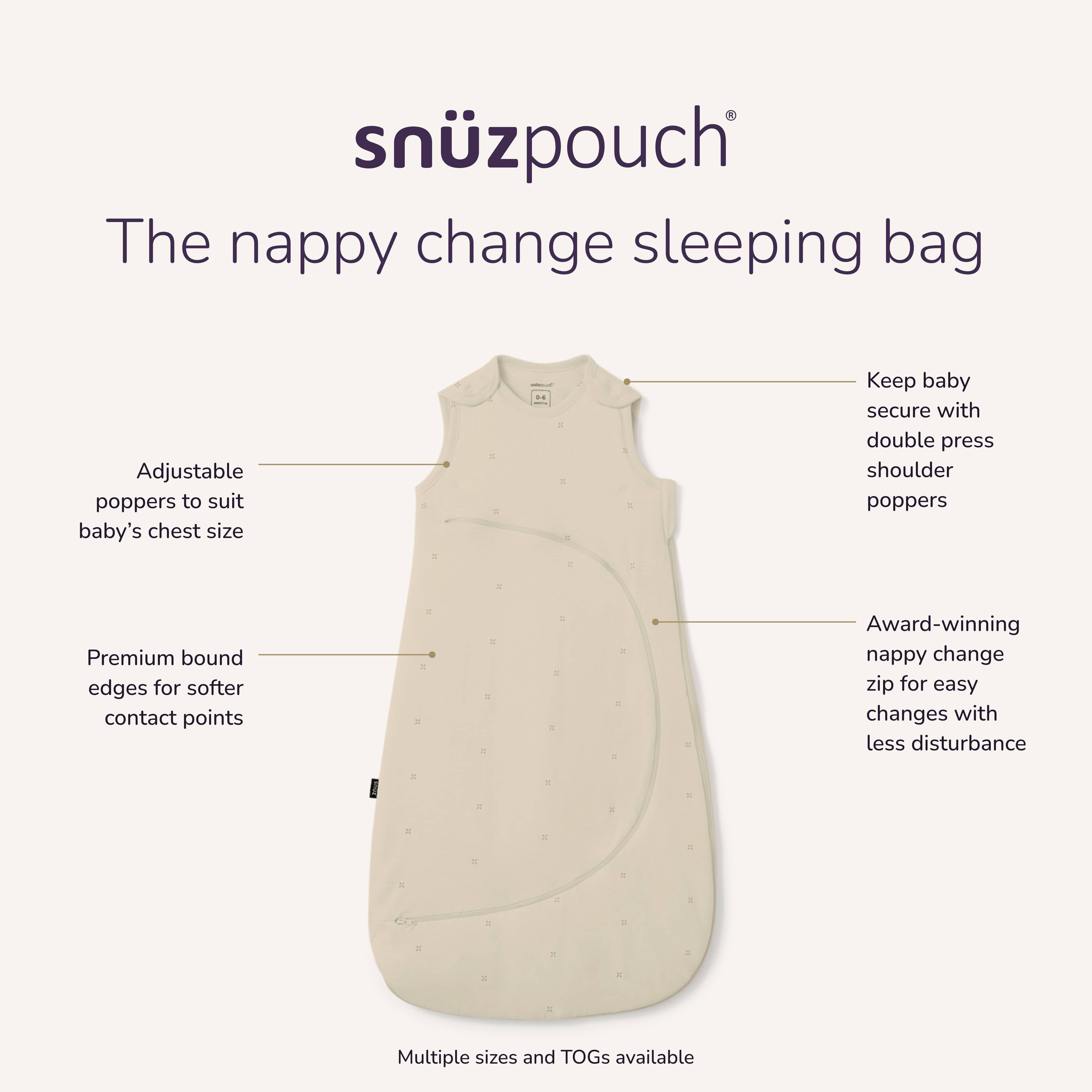 SnuzPouch Sleeping Bag 1.0 TOG – Cashmere Cross