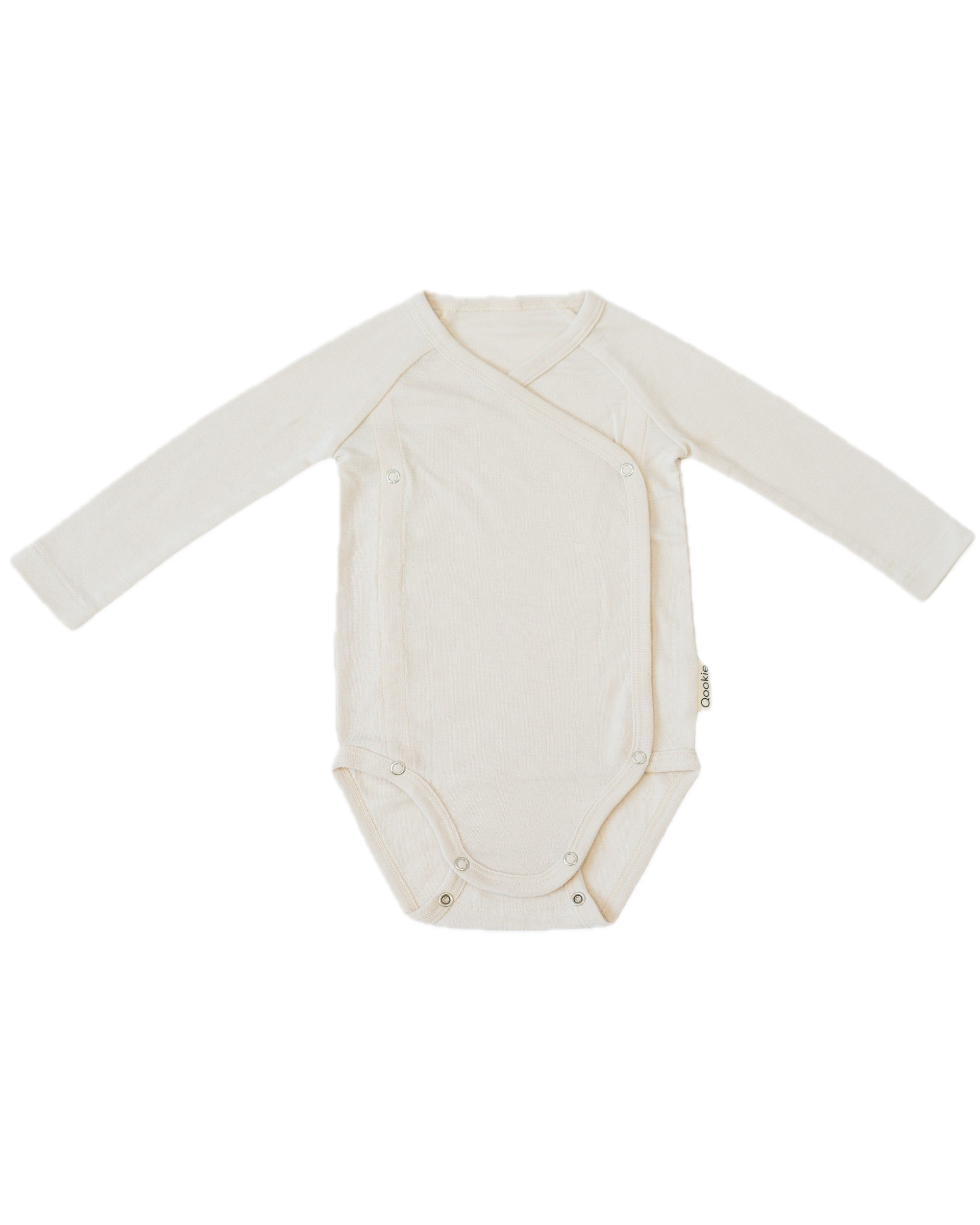 Wool-Silk Long Sleeve Wrap Bodysuit – Beige