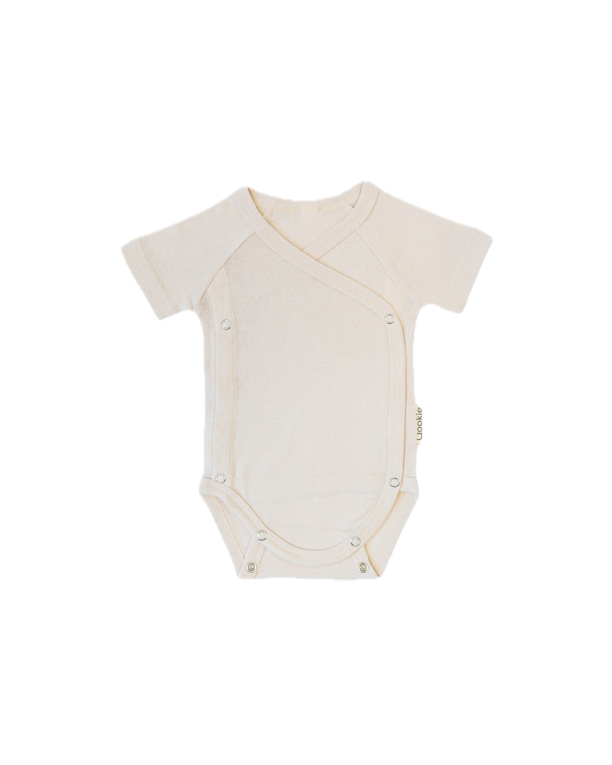 Wool-Silk Short Sleeve Wrap Bodysuit – Beige