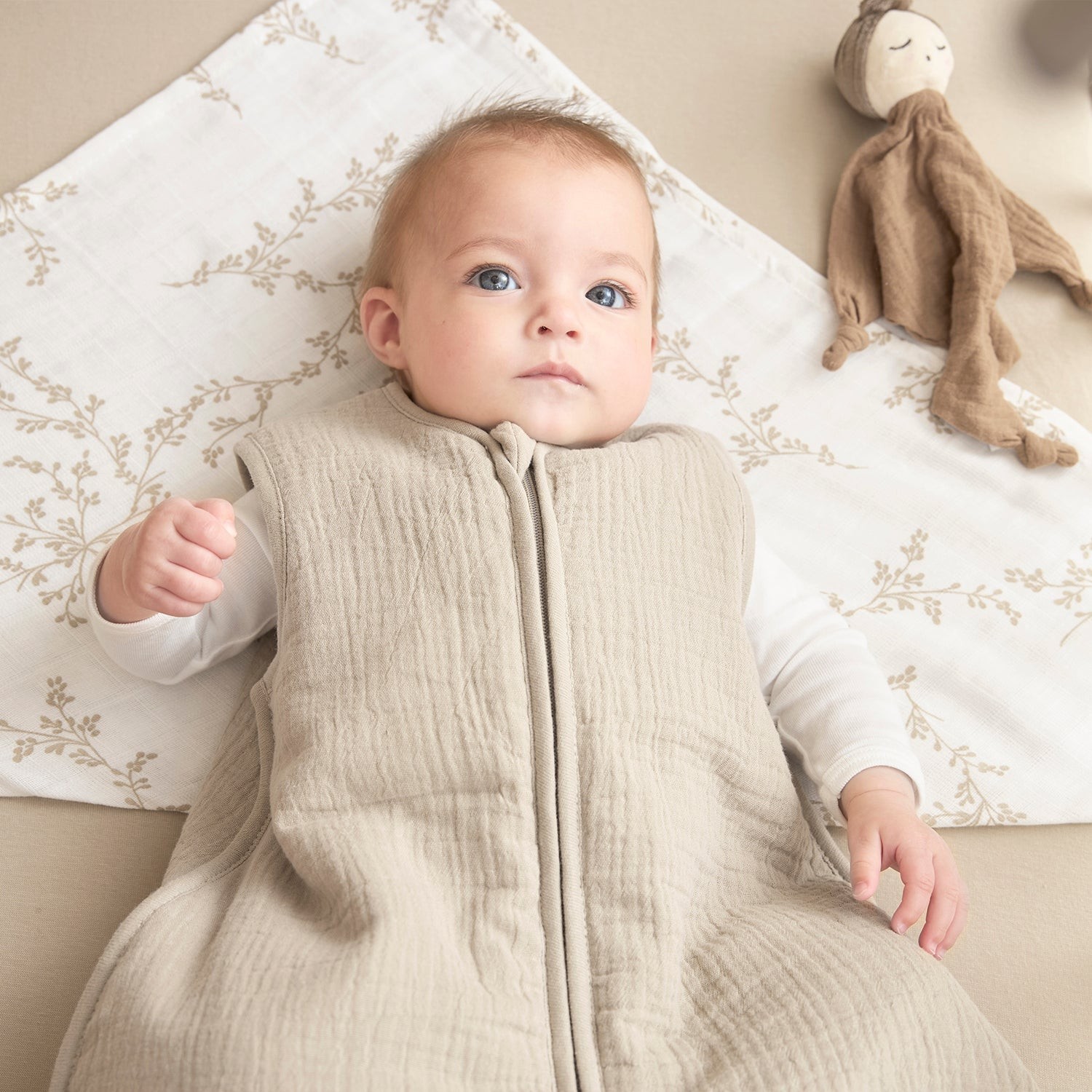 SLEEPINGBAG LINED PRE-WASHED MUSLIN UNI - SAND