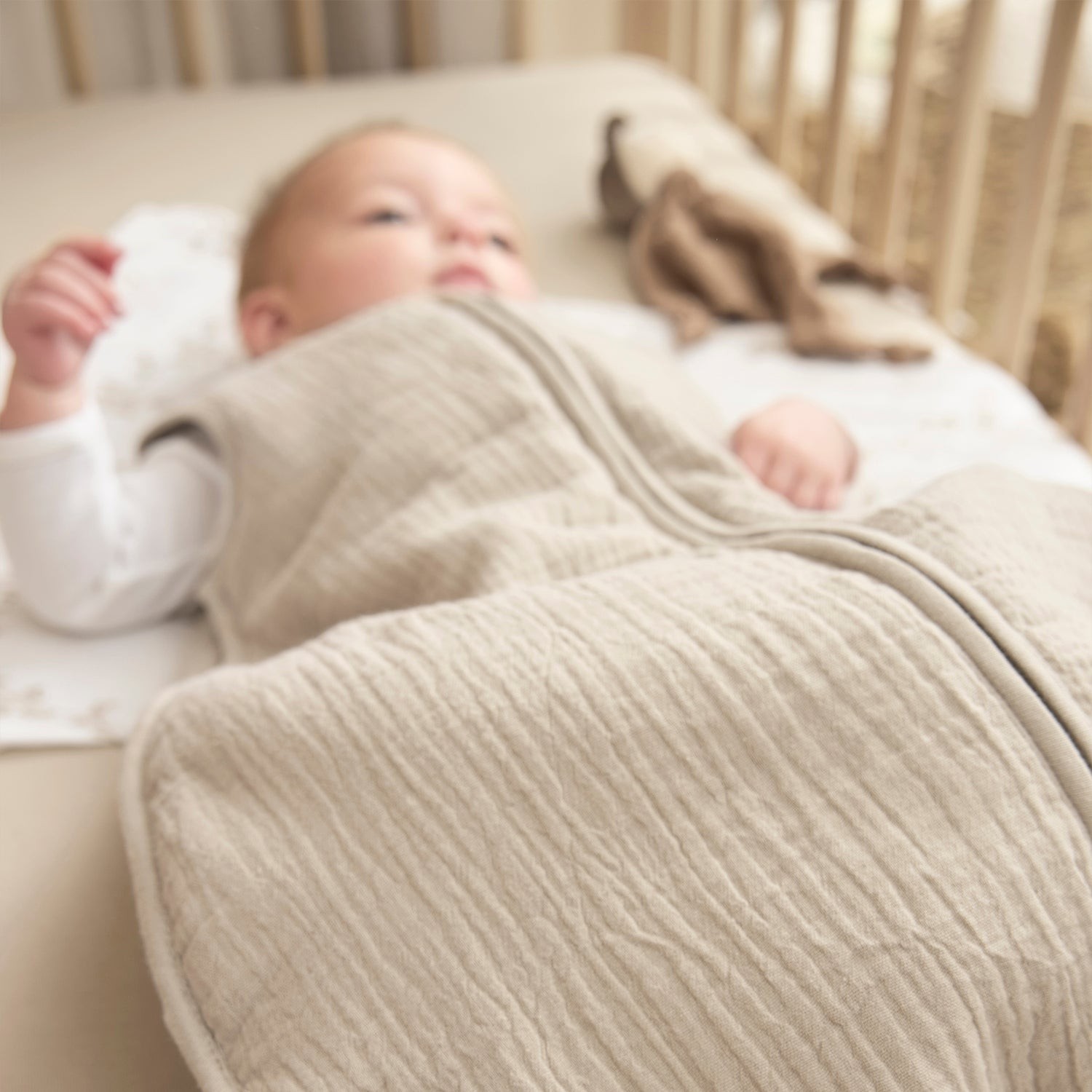 SLEEPINGBAG LINED PRE-WASHED MUSLIN UNI - SAND