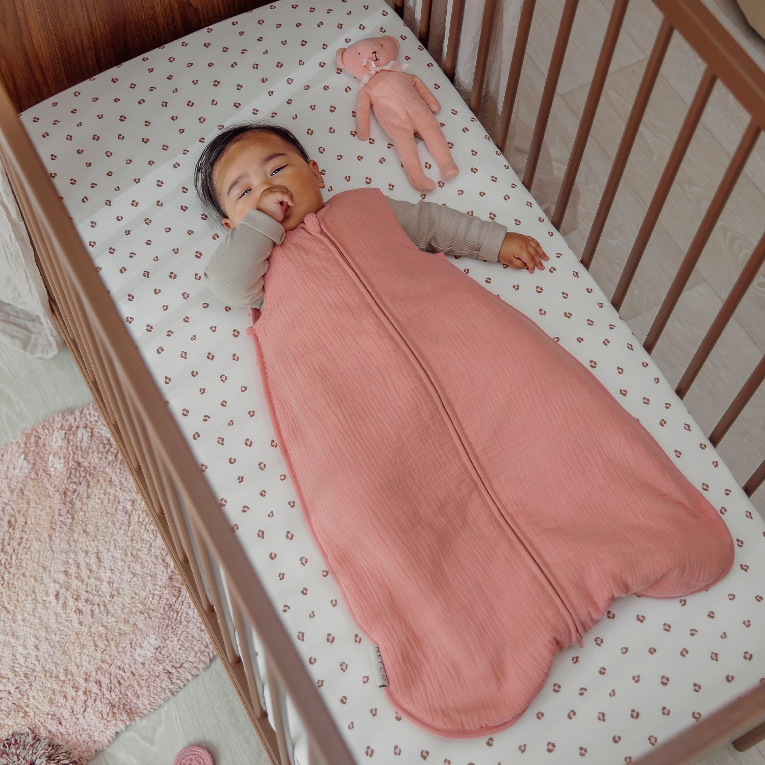 SLEEPINGBAG LINED PRE-WASHED MUSLIN UNI - ROSE