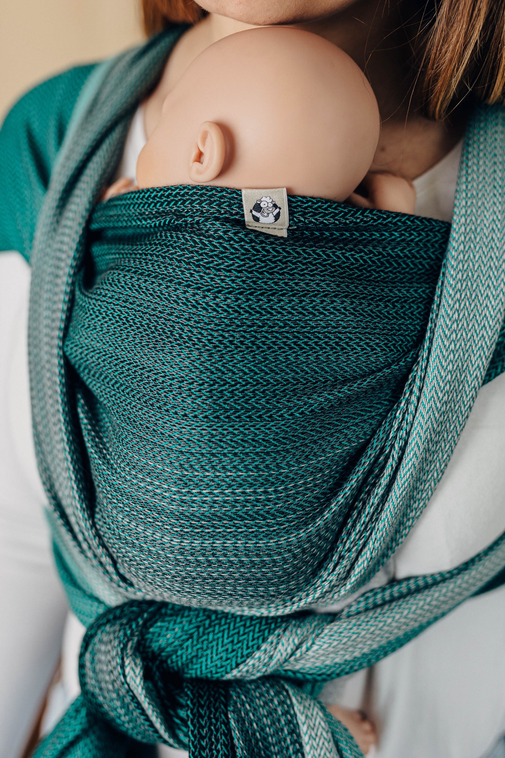 LennyLamb Baby Sling, Little Herringbone Ombre Green