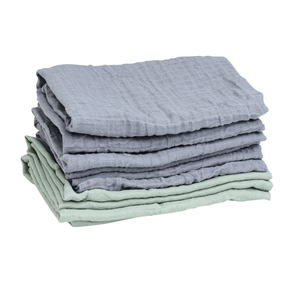 Mininor Organic Muslin Cloth Grey seal/Willow green 6pcs