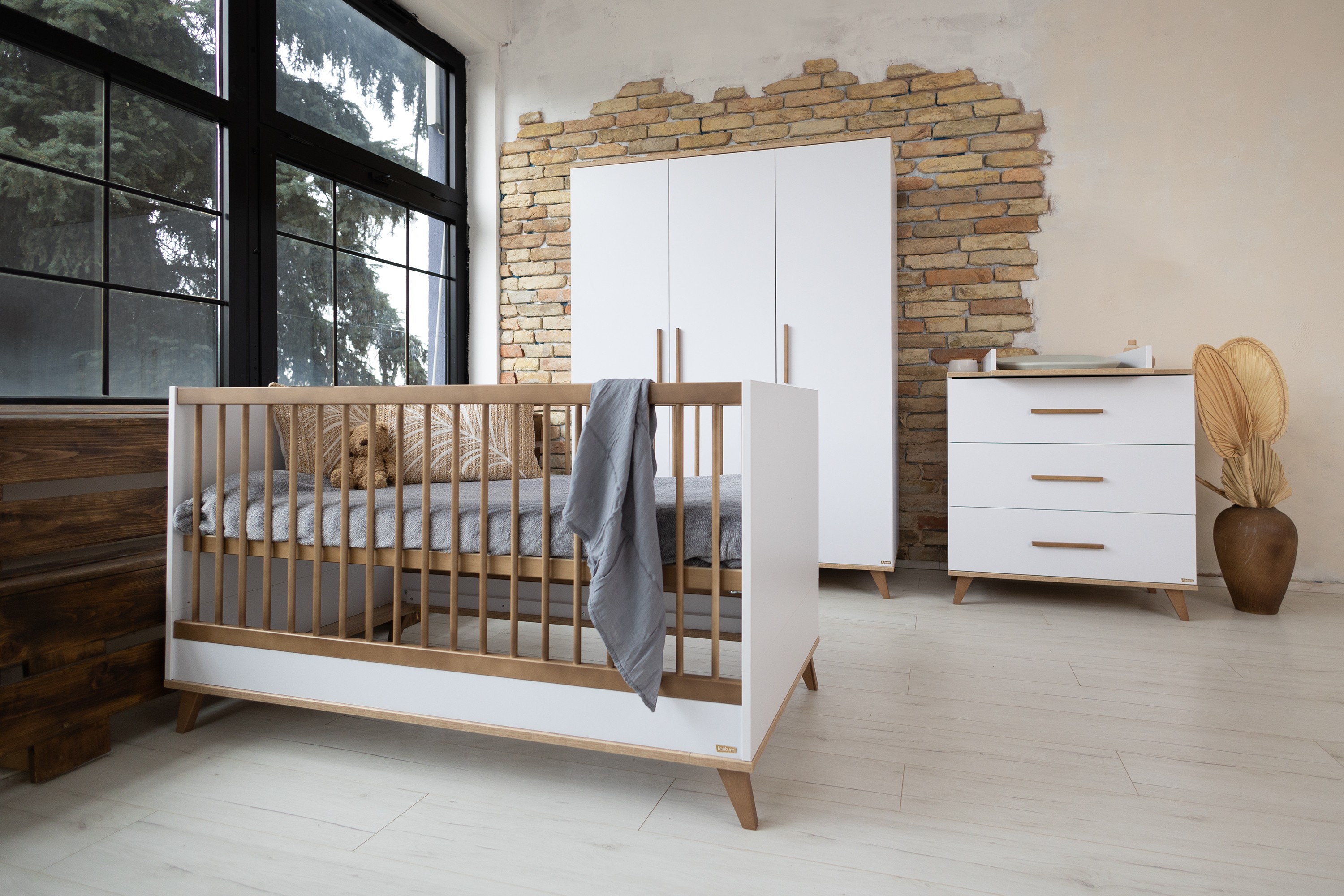Flip White & Oak voodi 120x60