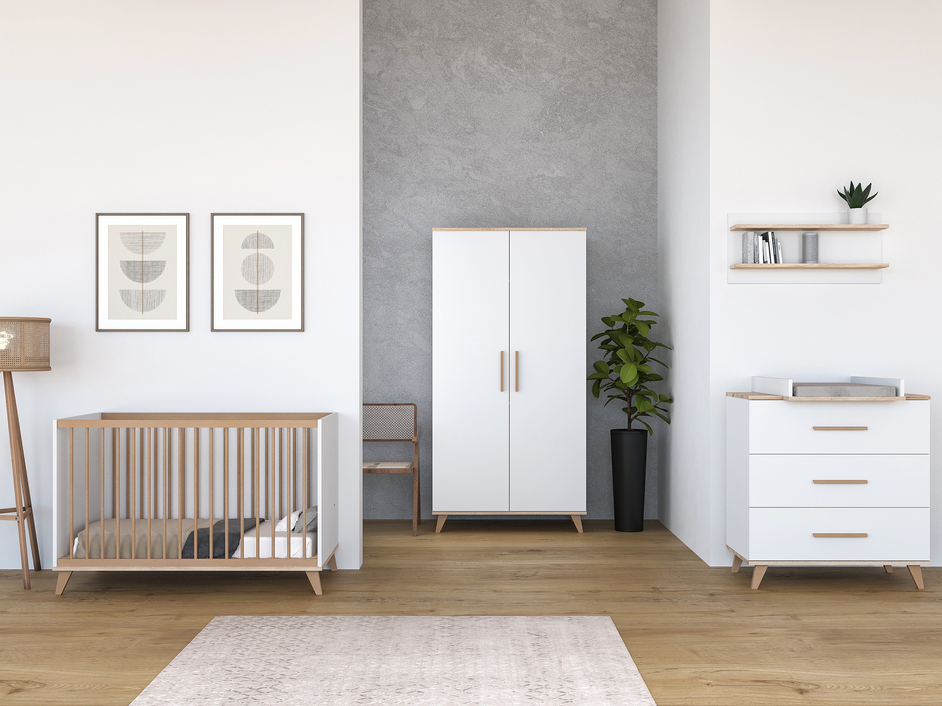 Flip White & Oak voodi 120x60